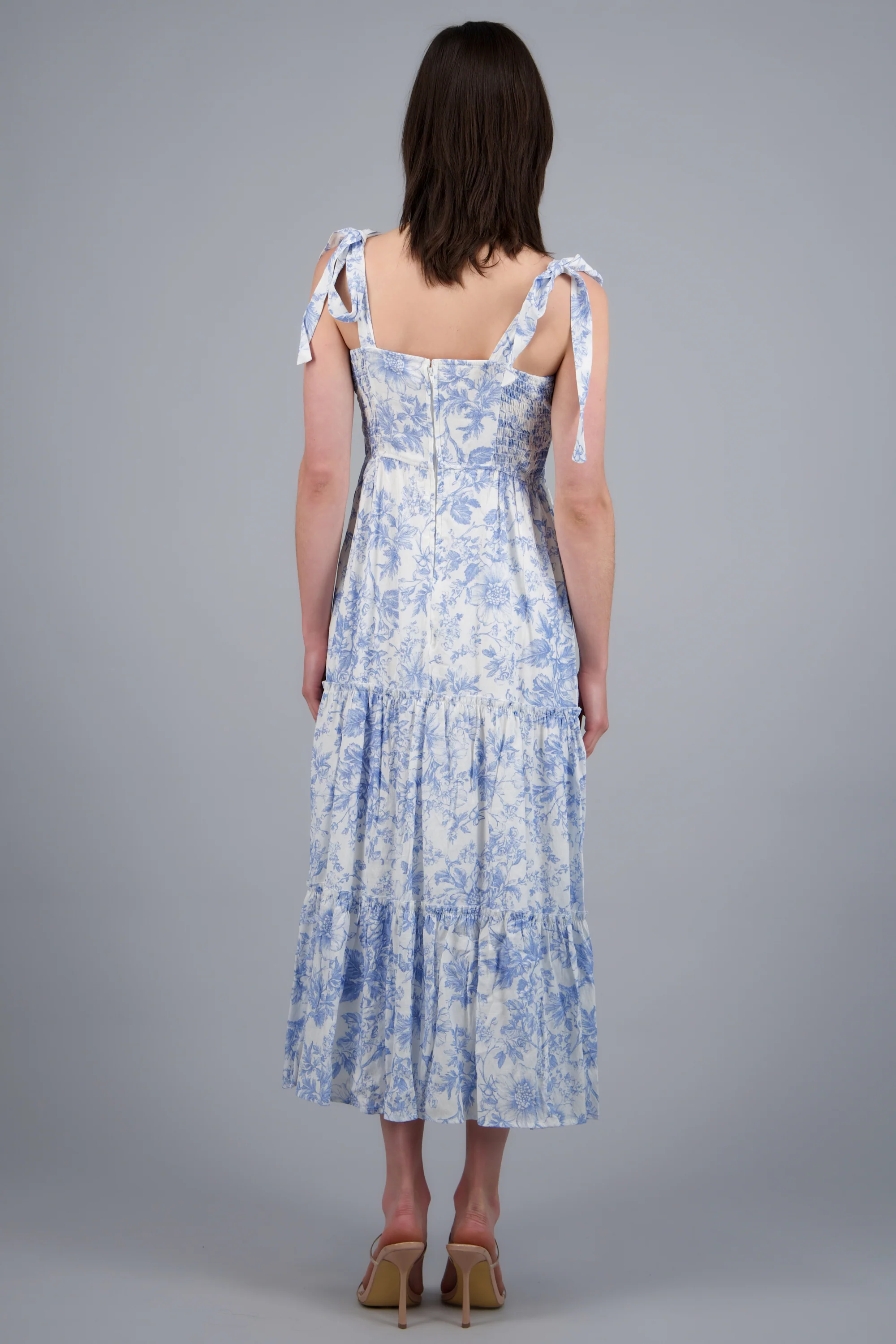 Vestido maxi estampado flores con tirantes amarres - Image 4