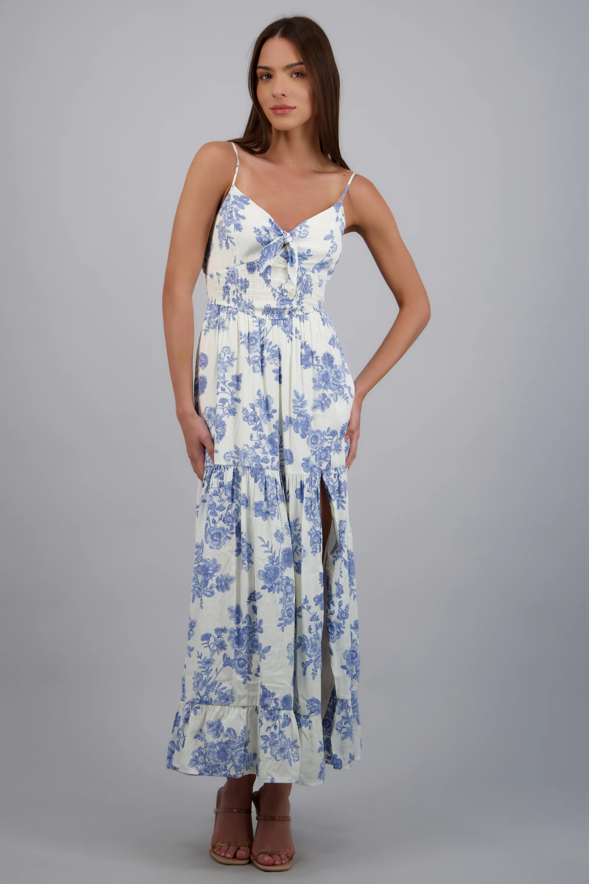 Vestido maxi estampado flores detalle abertura - Image 3