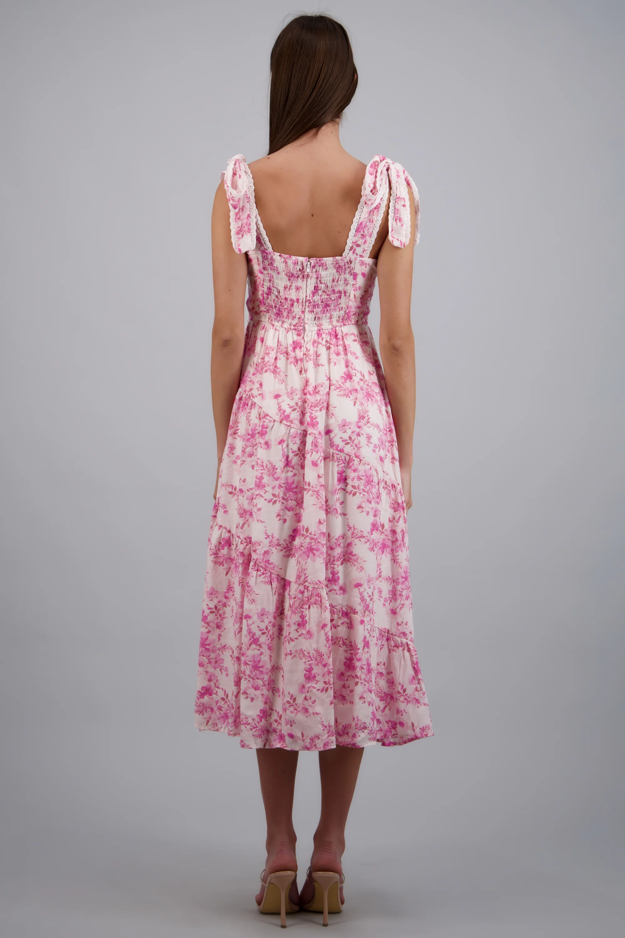 Vestido maxi estampado flores detalle moños - Image 4