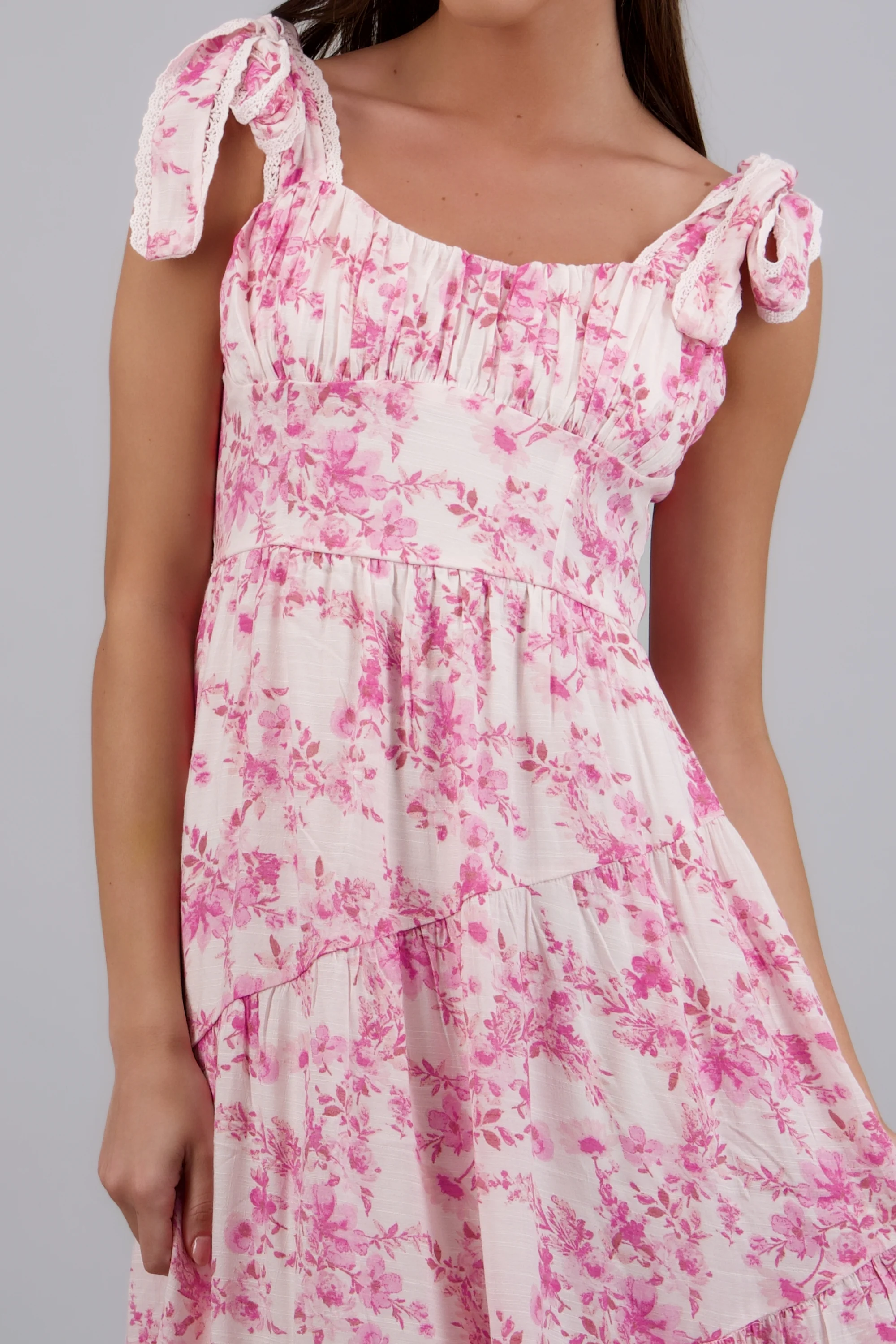 Vestido maxi estampado flores detalle moños - Image 5