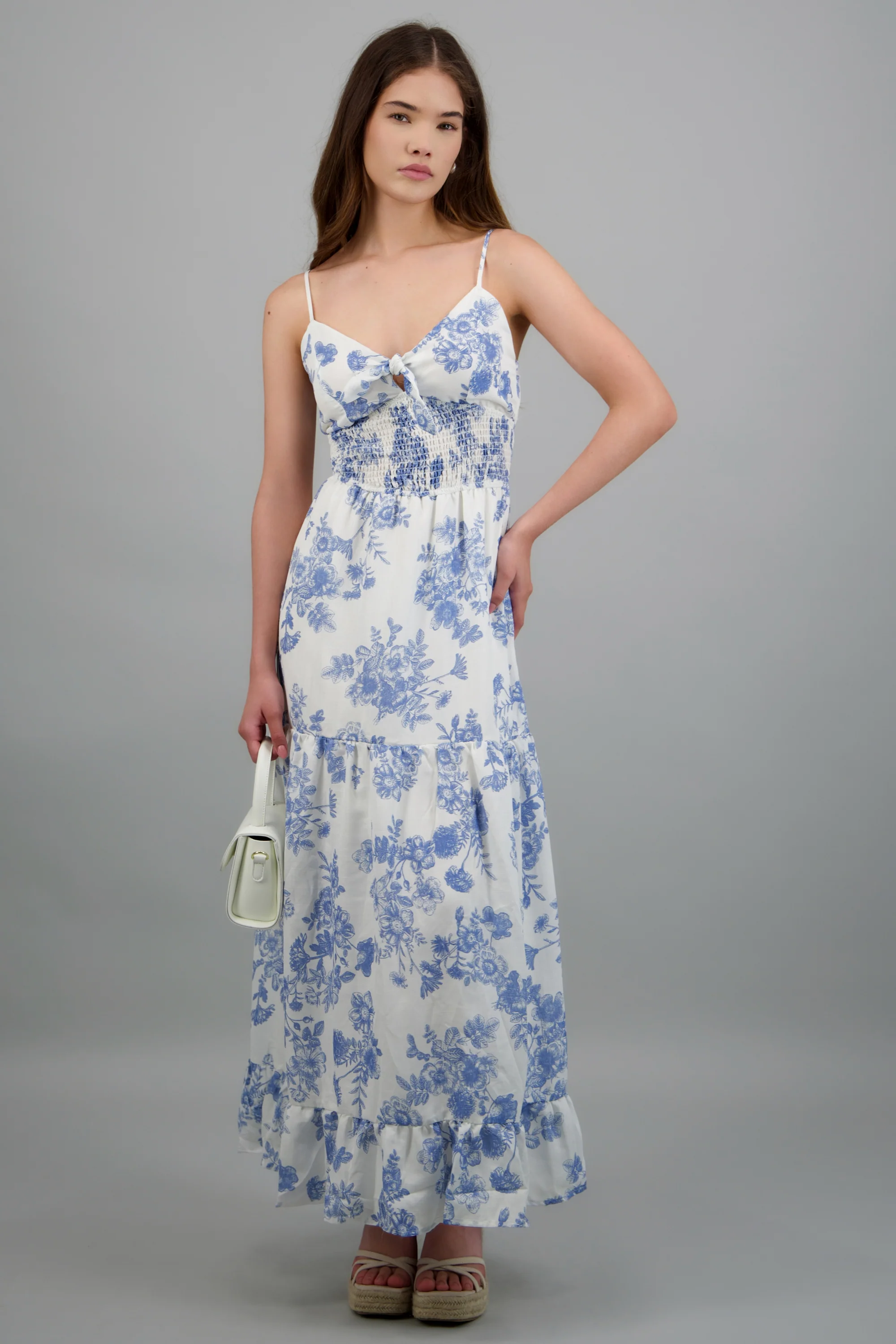 Vestido maxi flores con abertura