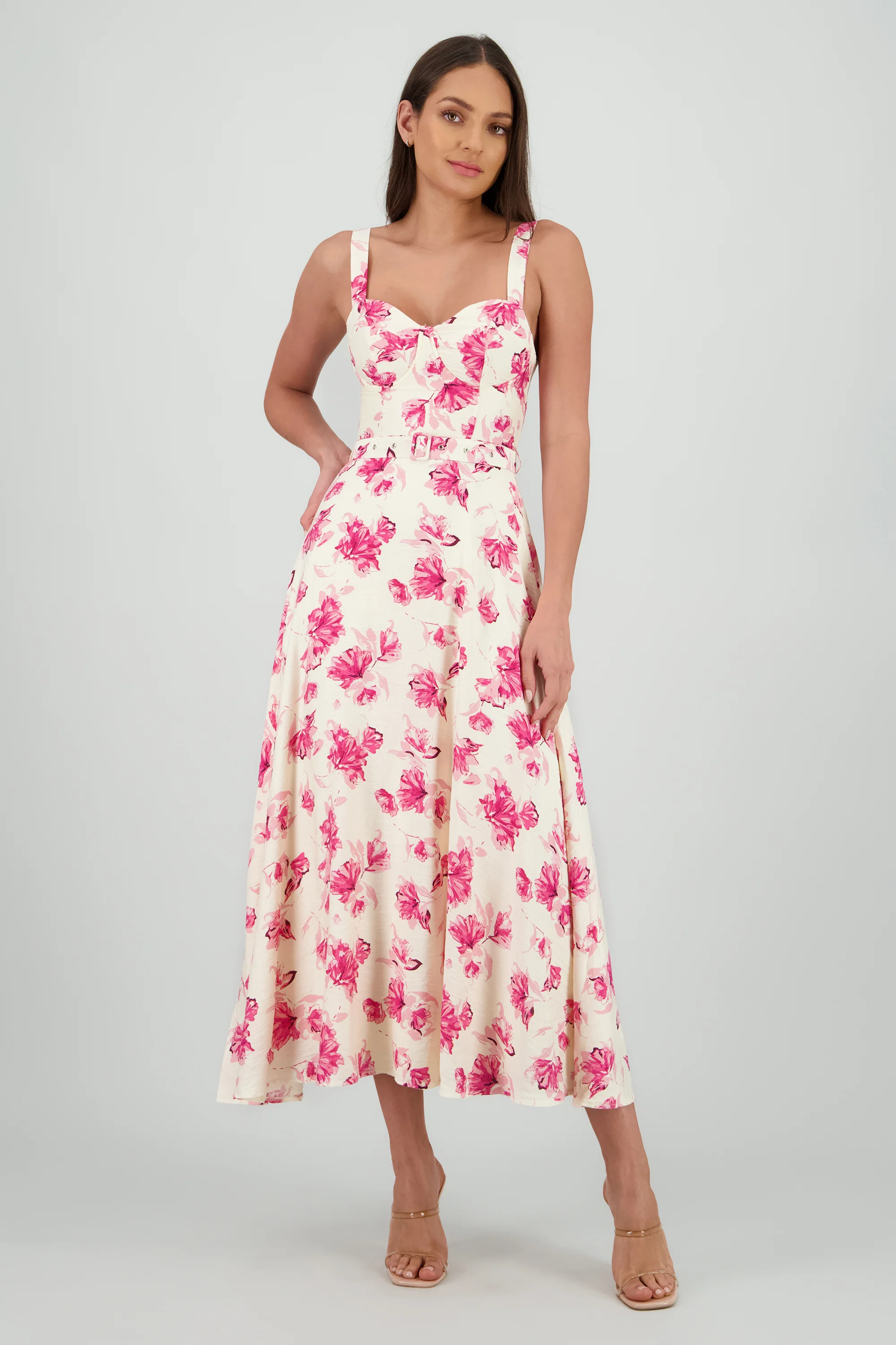 Vestido maxi flores con cinturon - Image 2