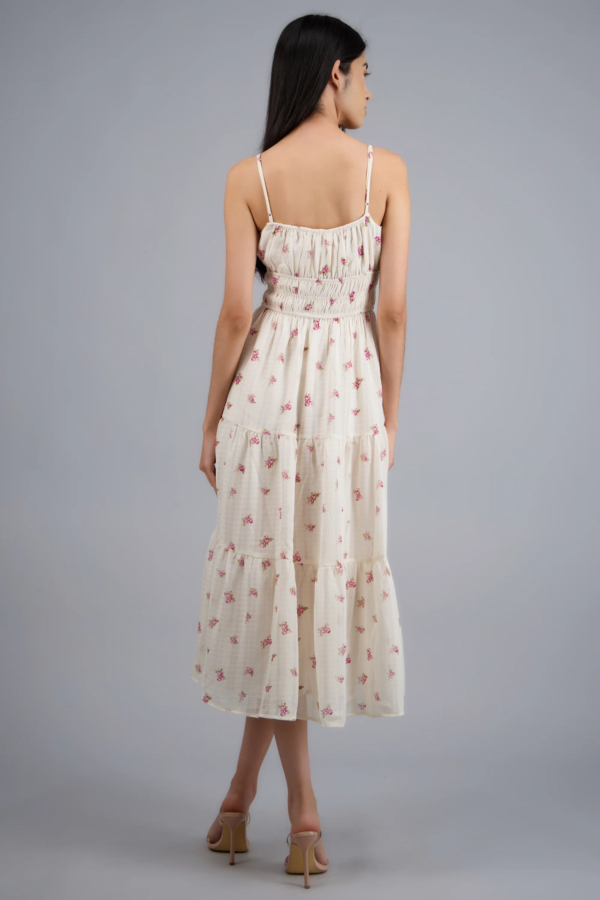 Vestido maxi flores detalle encaje en escote - Image 4