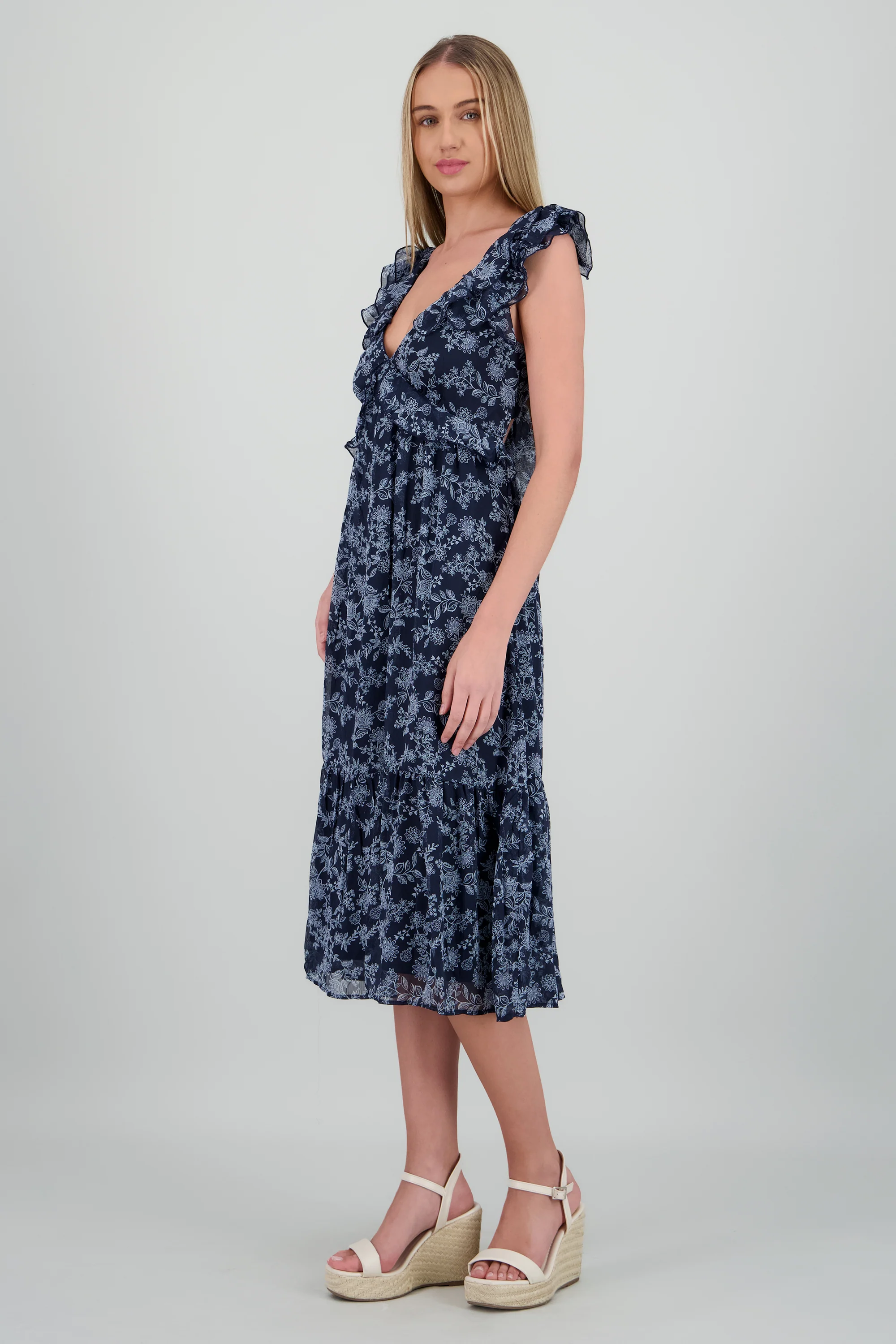 Vestido maxi flores detalle olanes - Image 3