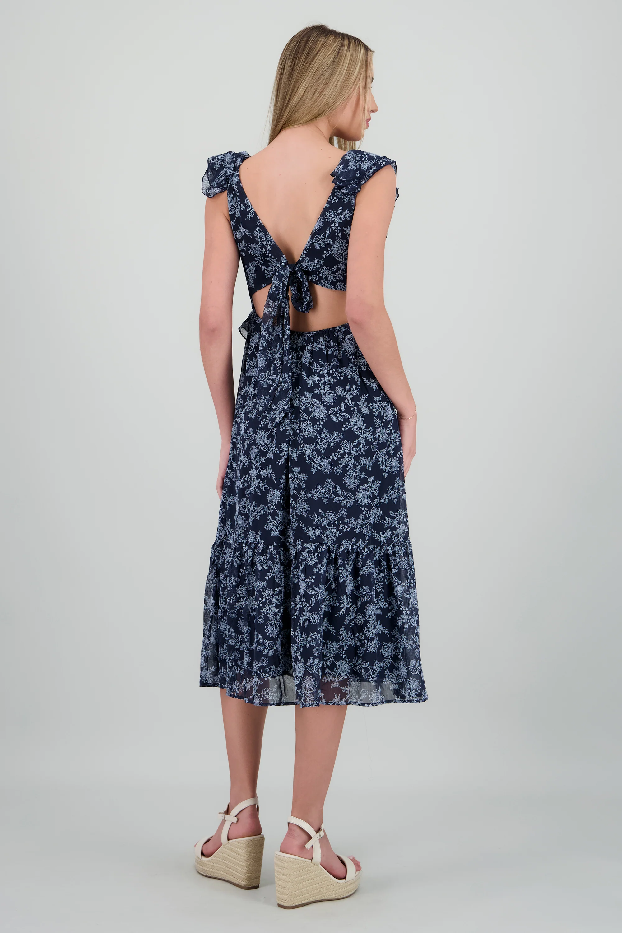 Vestido maxi flores detalle olanes - Image 4