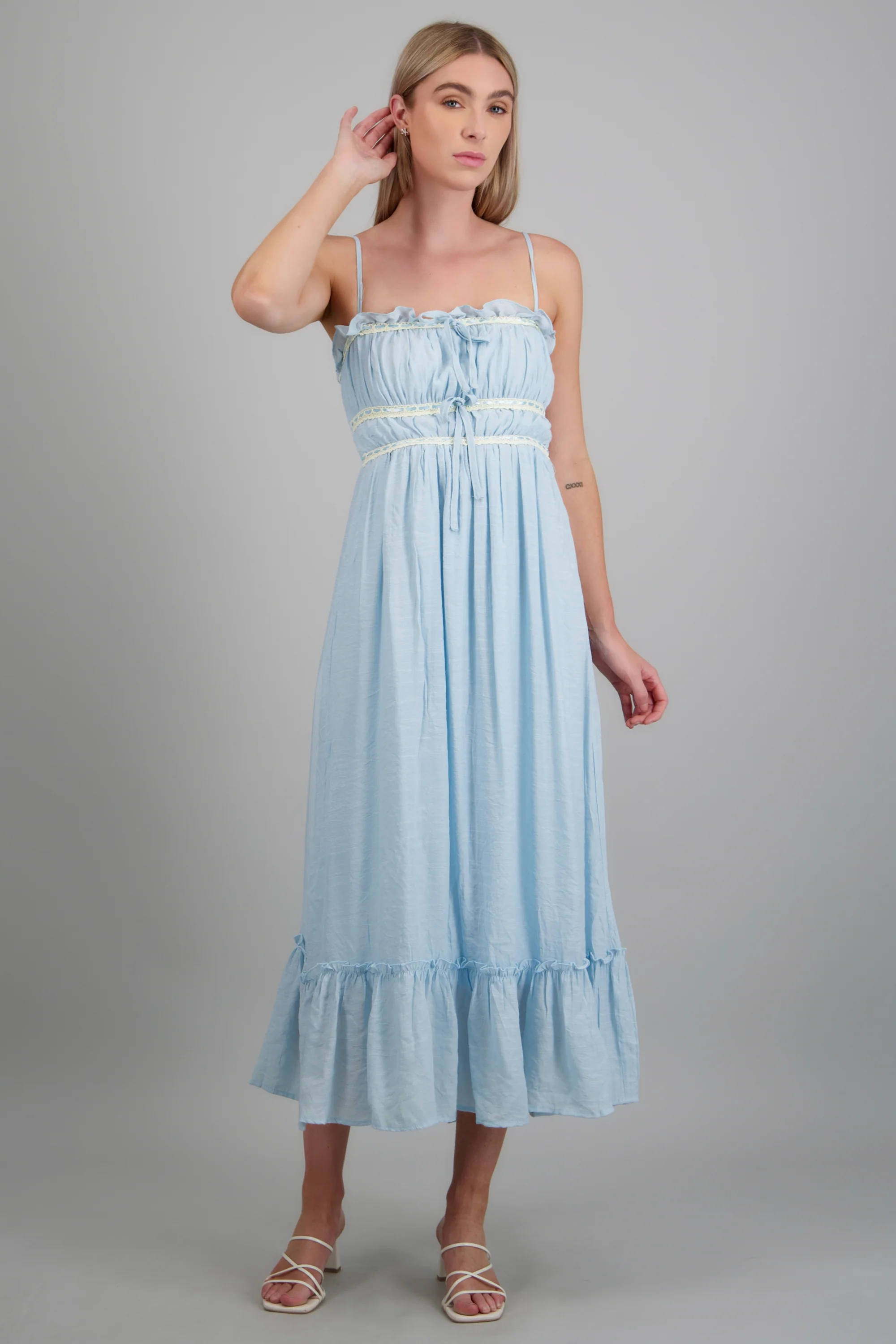Vestido maxi frunce detalle moños - Image 2