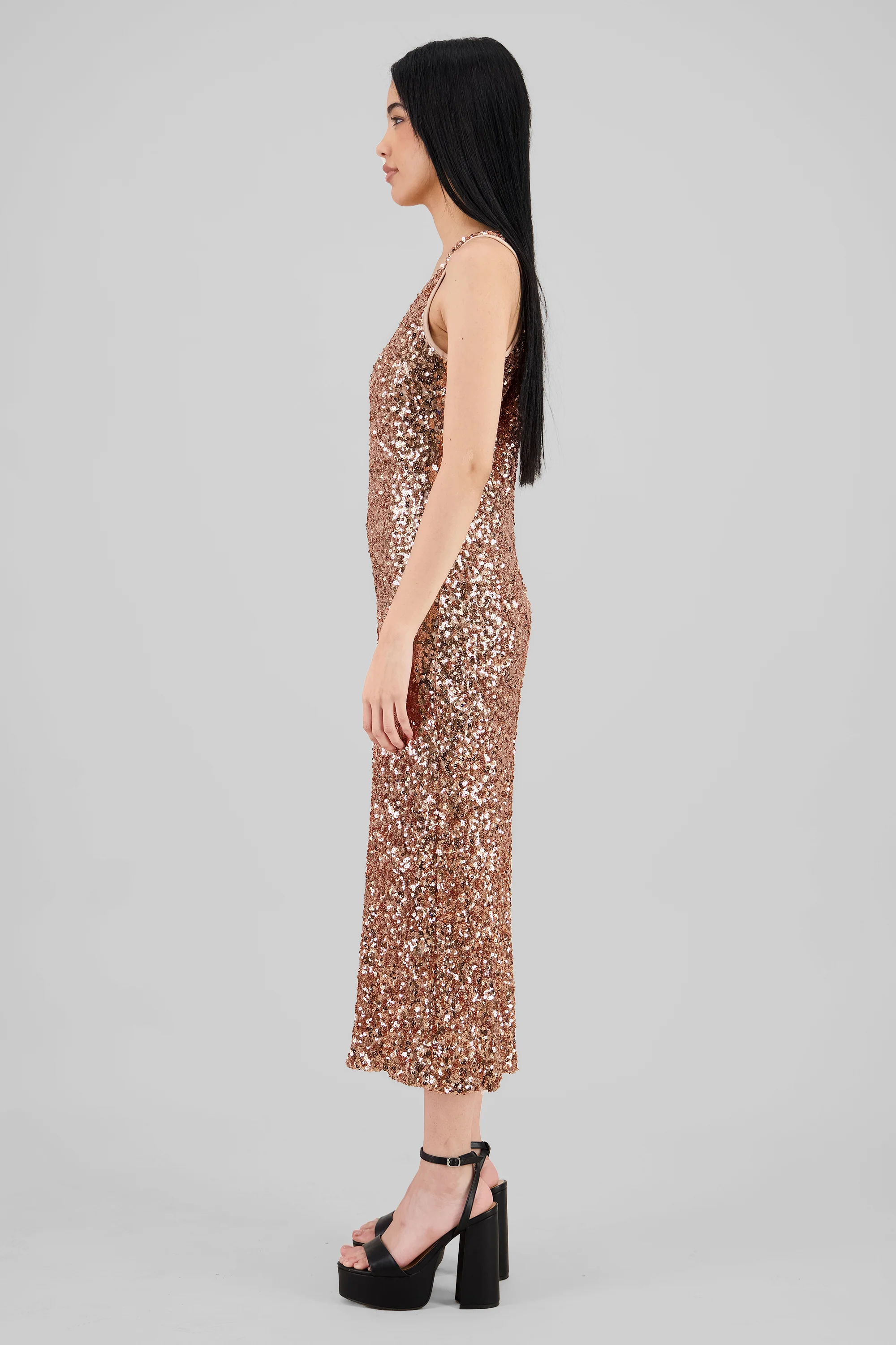Vestido maxi lentejuelas tirantes - Image 3