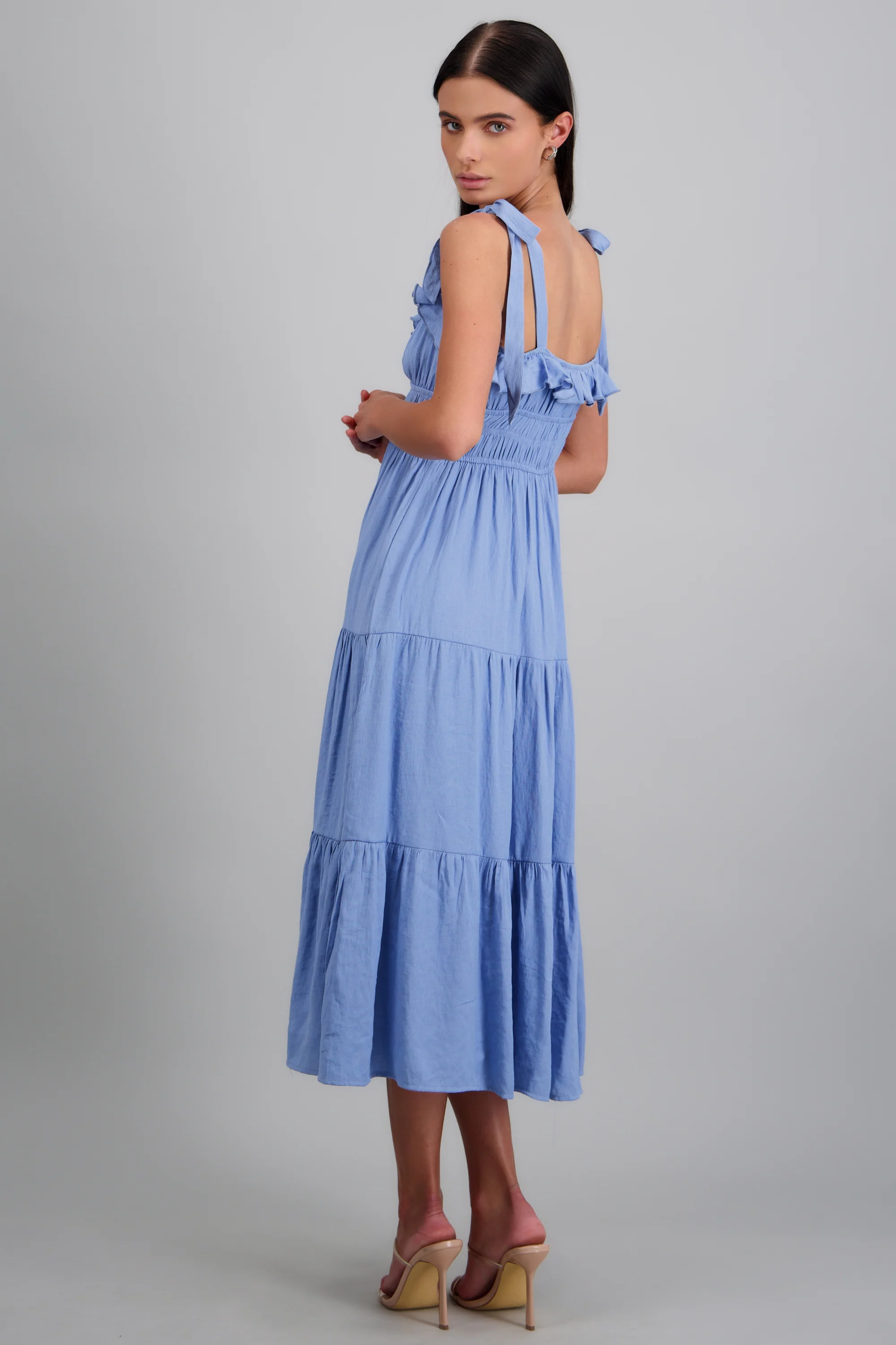 Vestido maxi liso detalle tirantes moños - Image 4
