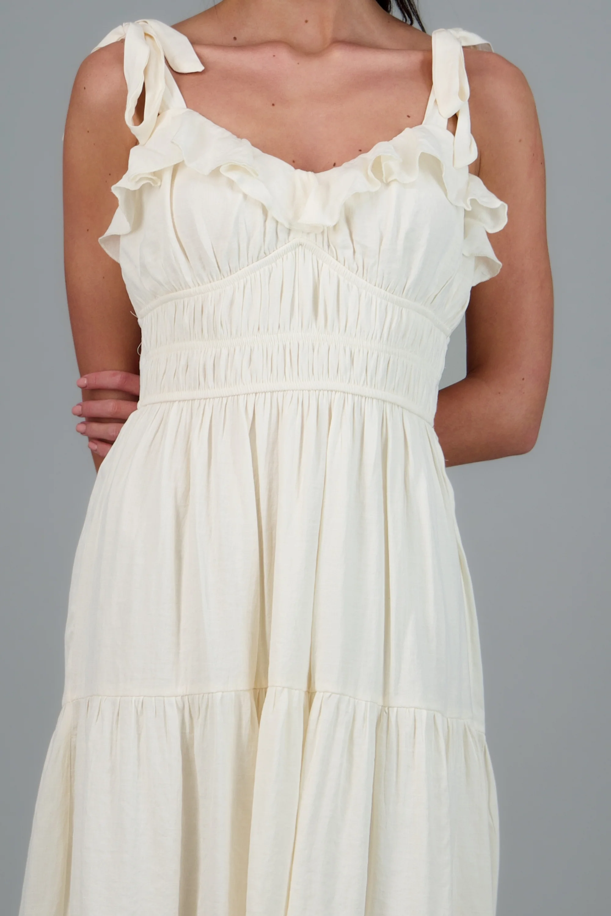 Vestido maxi liso detalle tirantes moños - Image 5