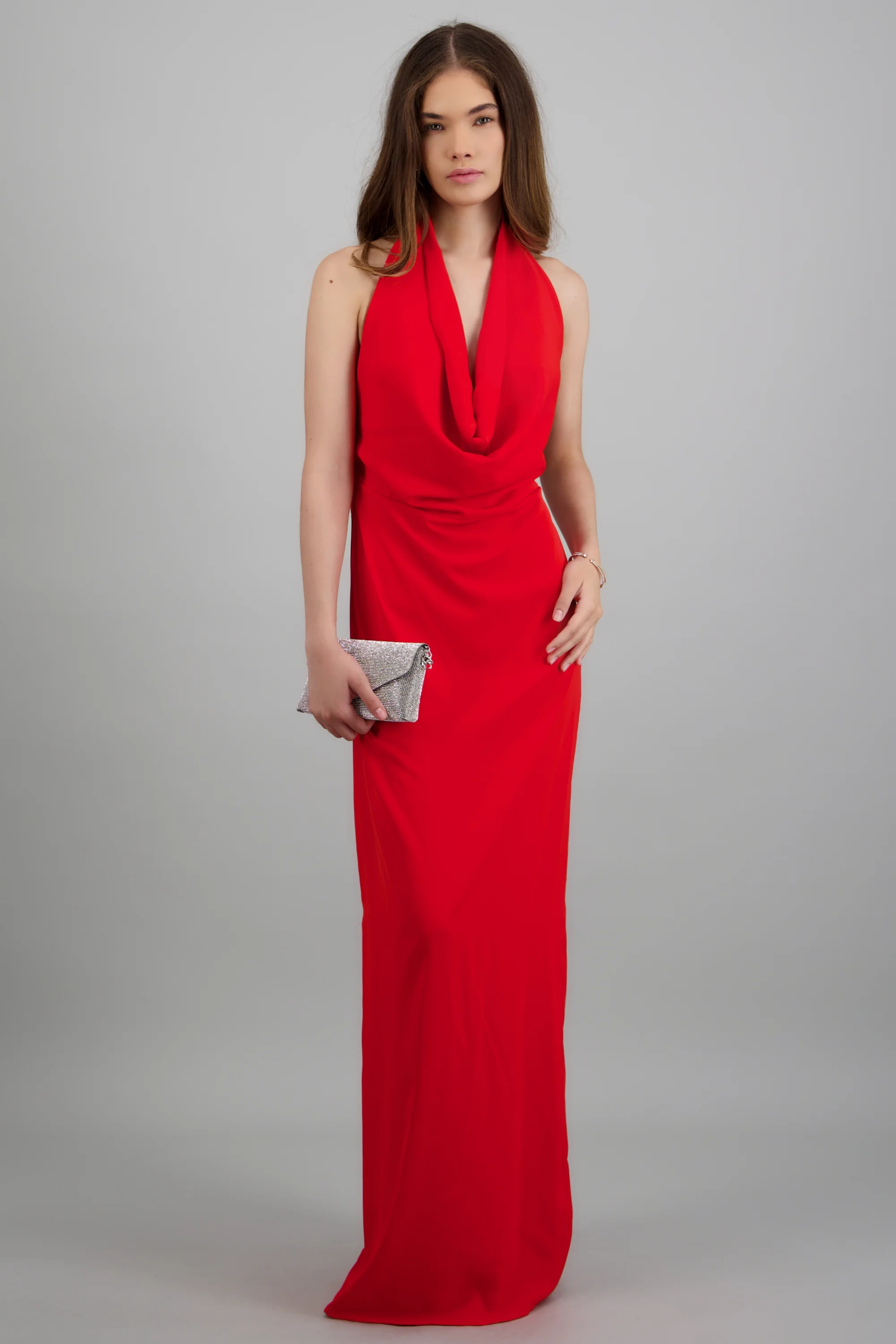 Vestido maxi liso escote cascada - Image 2