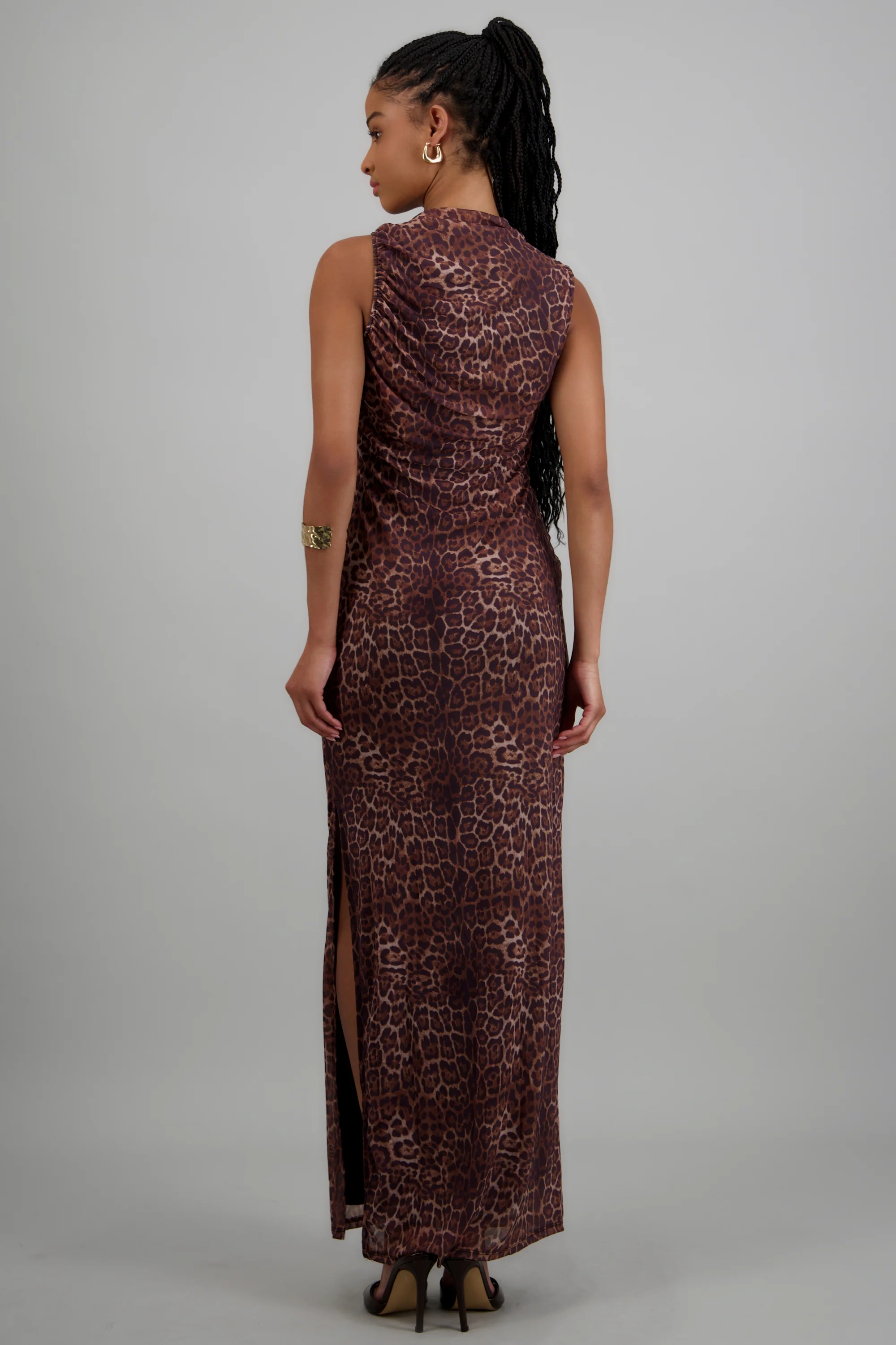 Vestido maxi mesh drapeado leopardo - Image 4