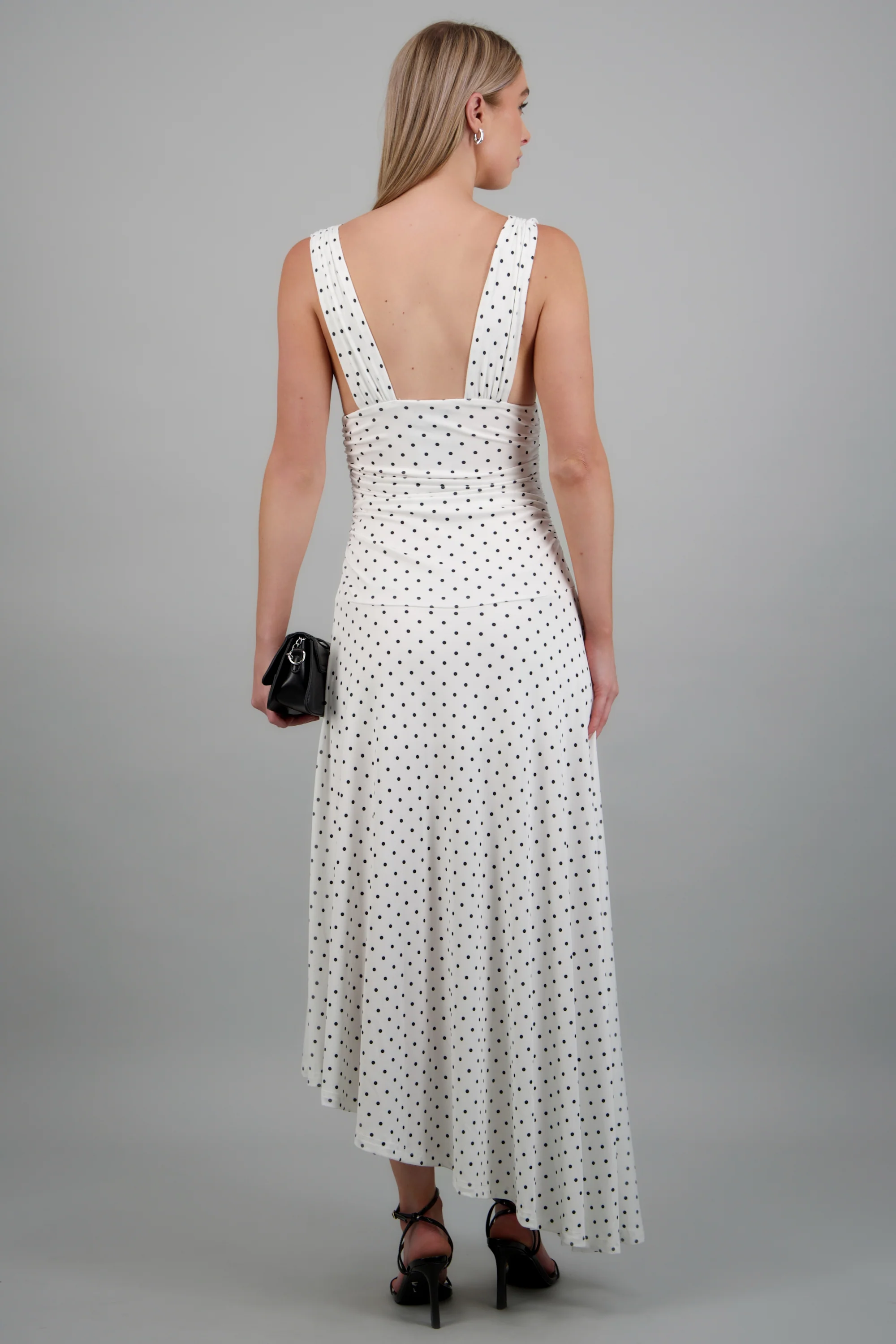 Vestido maxi polka dots drapeado - Image 4