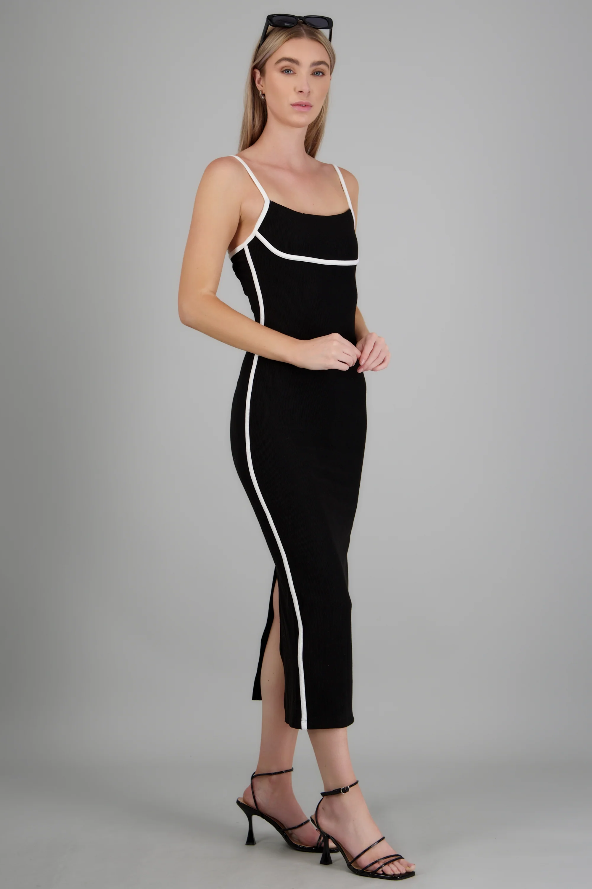 Vestido maxi rib detalle contraste - Image 2