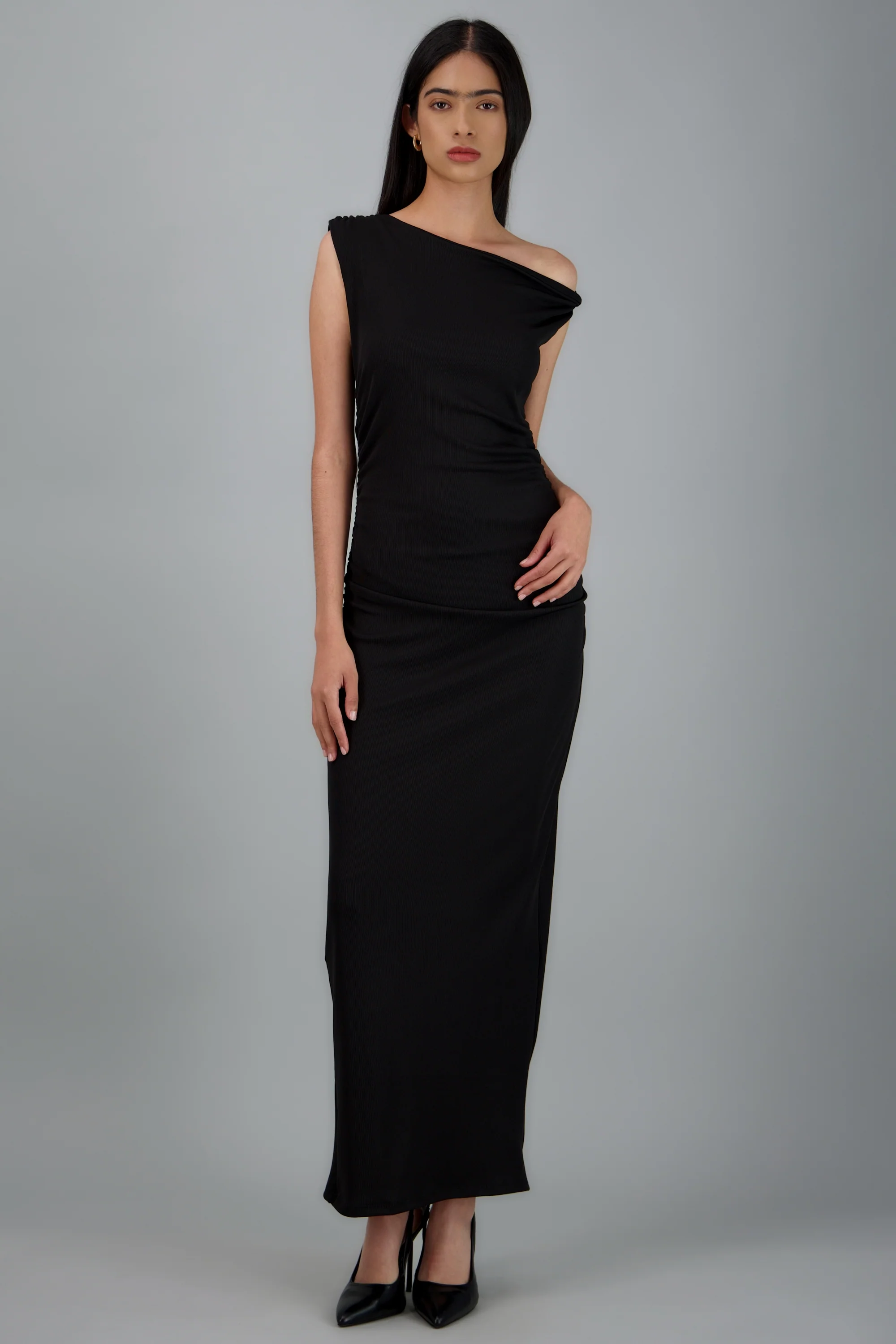Vestido maxi rib tirantes asimetricos - Image 2