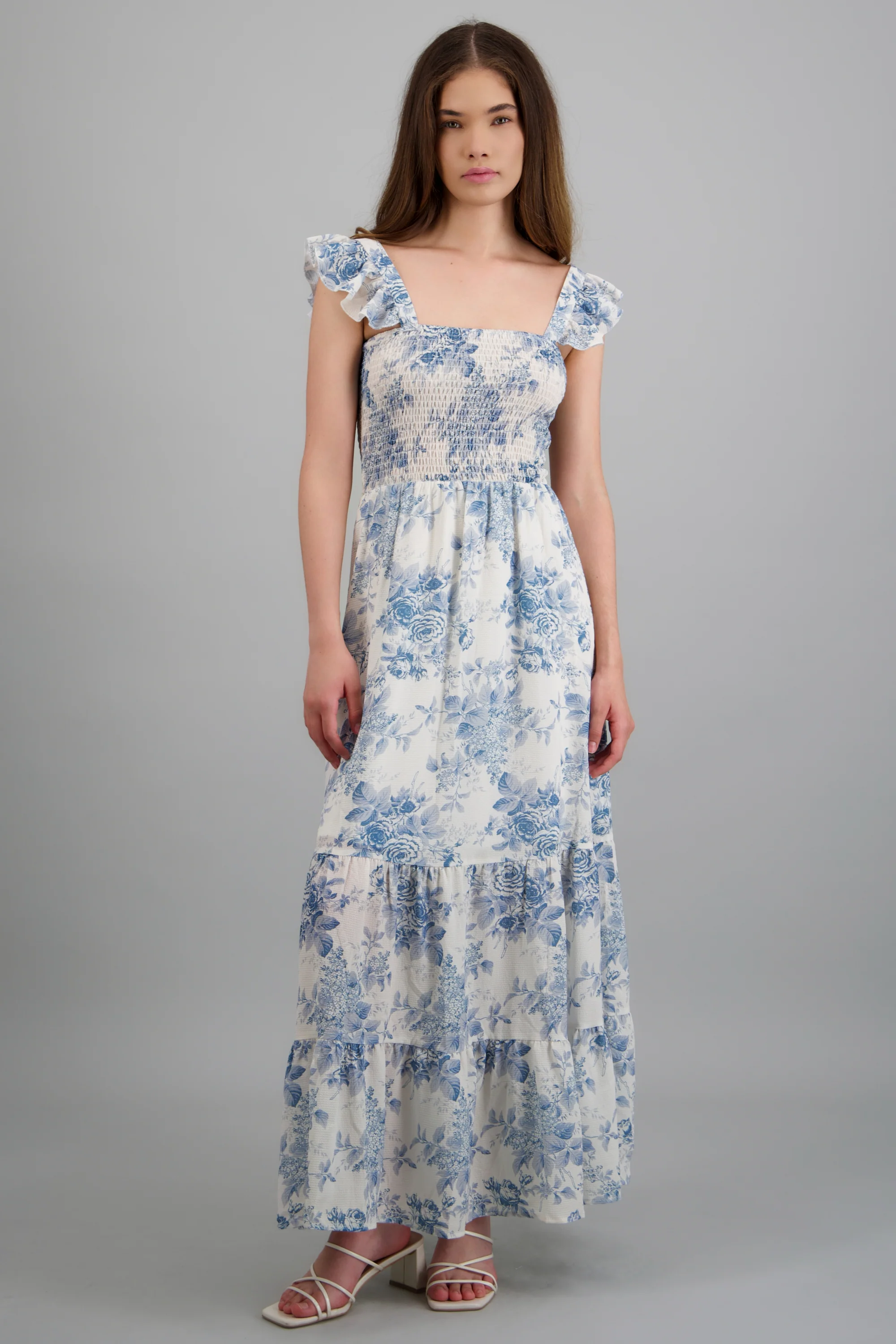 Vestido maxi smock trapless