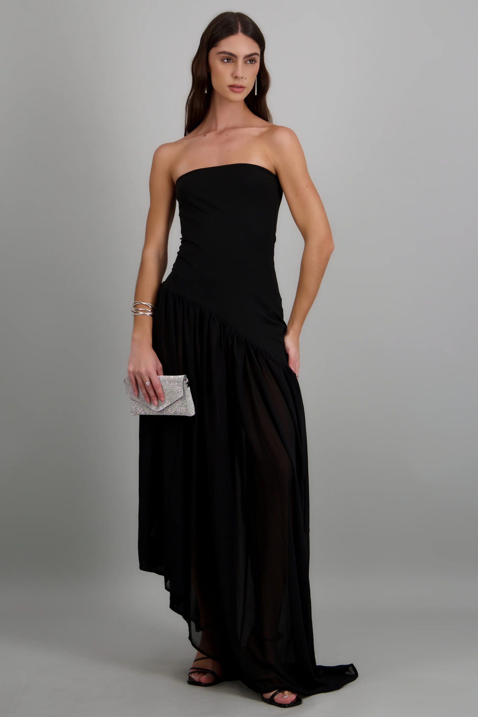 Vestido maxi straple asimétrico - Image 2