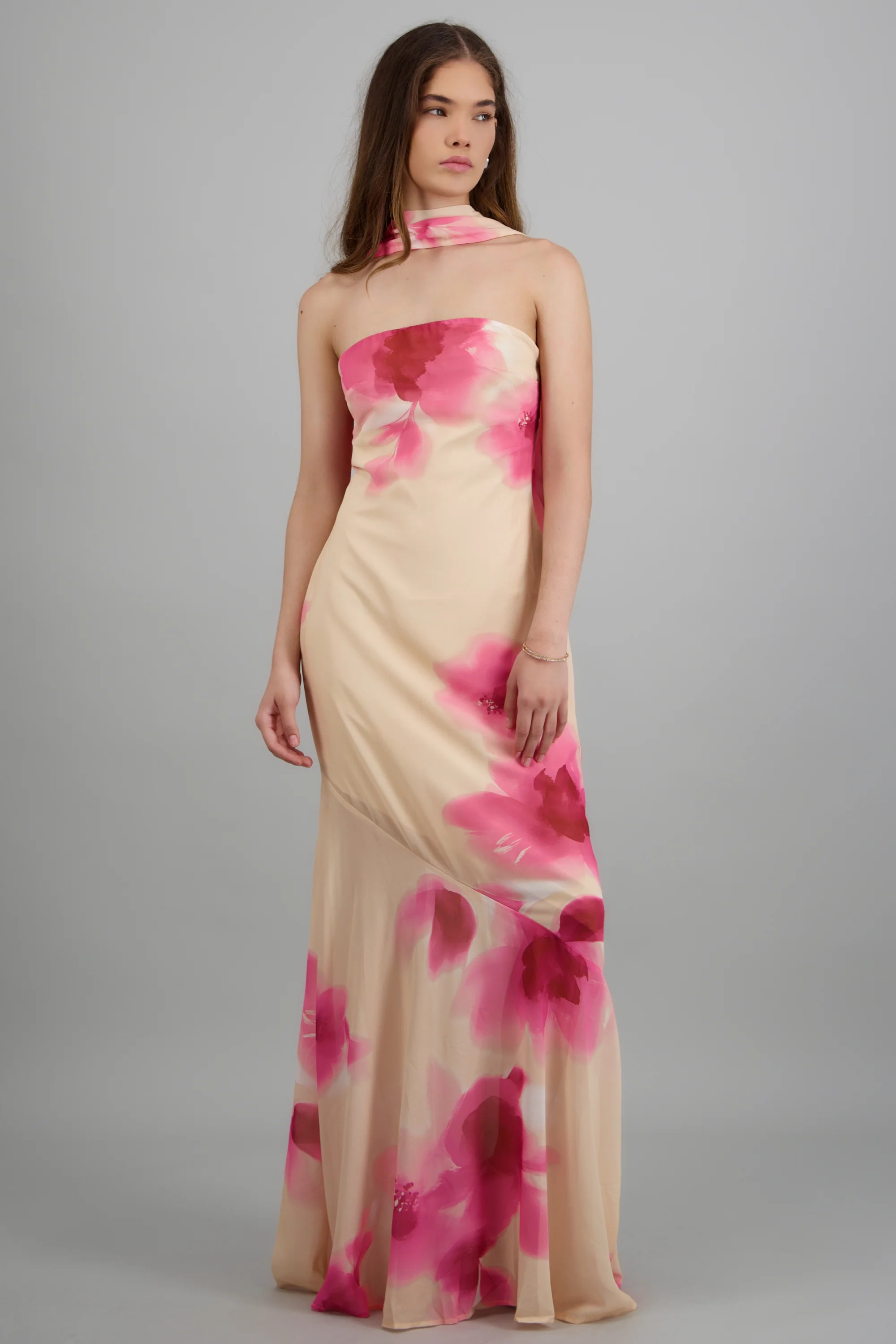 Vestido maxi strapless estampado floral - Image 2