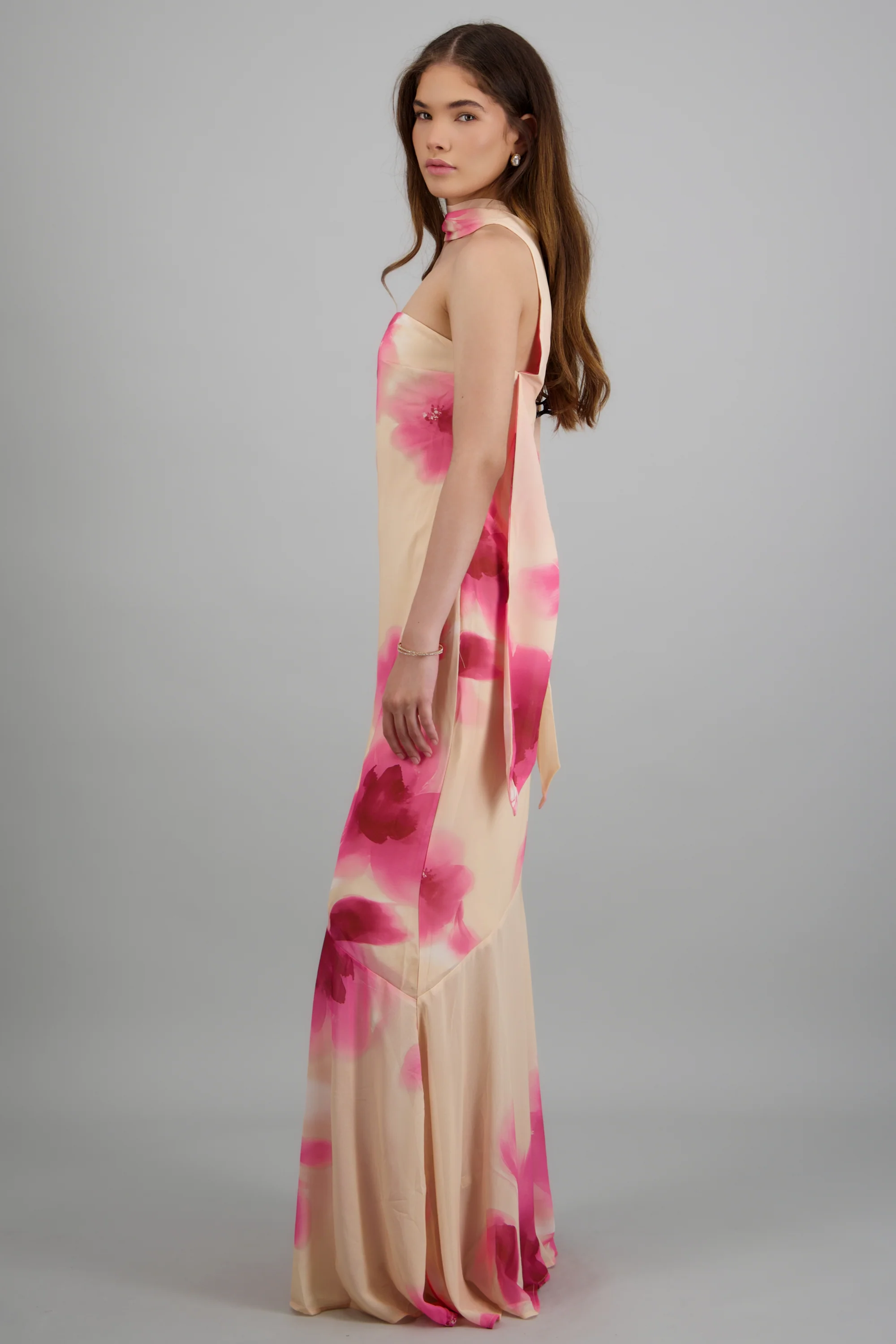 Vestido maxi strapless estampado floral - Image 3