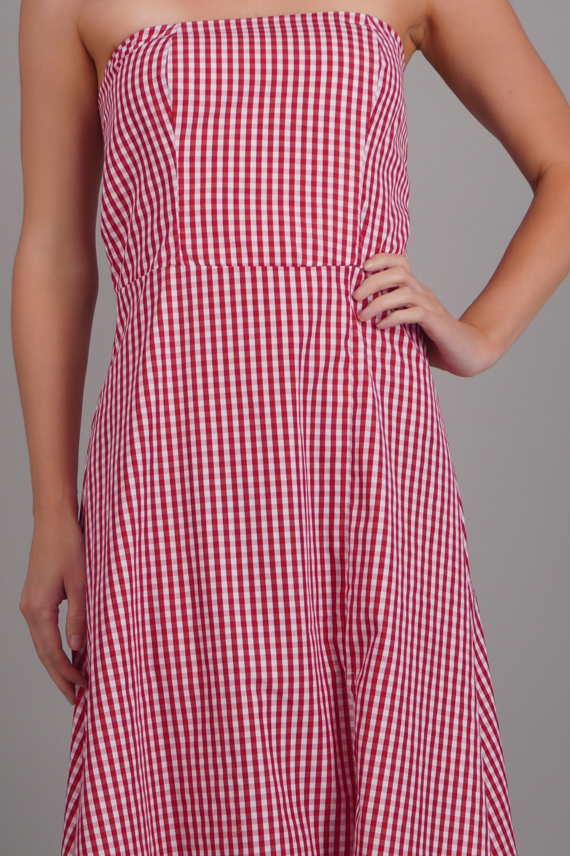 Vestido maxi strapless gingham - Image 5