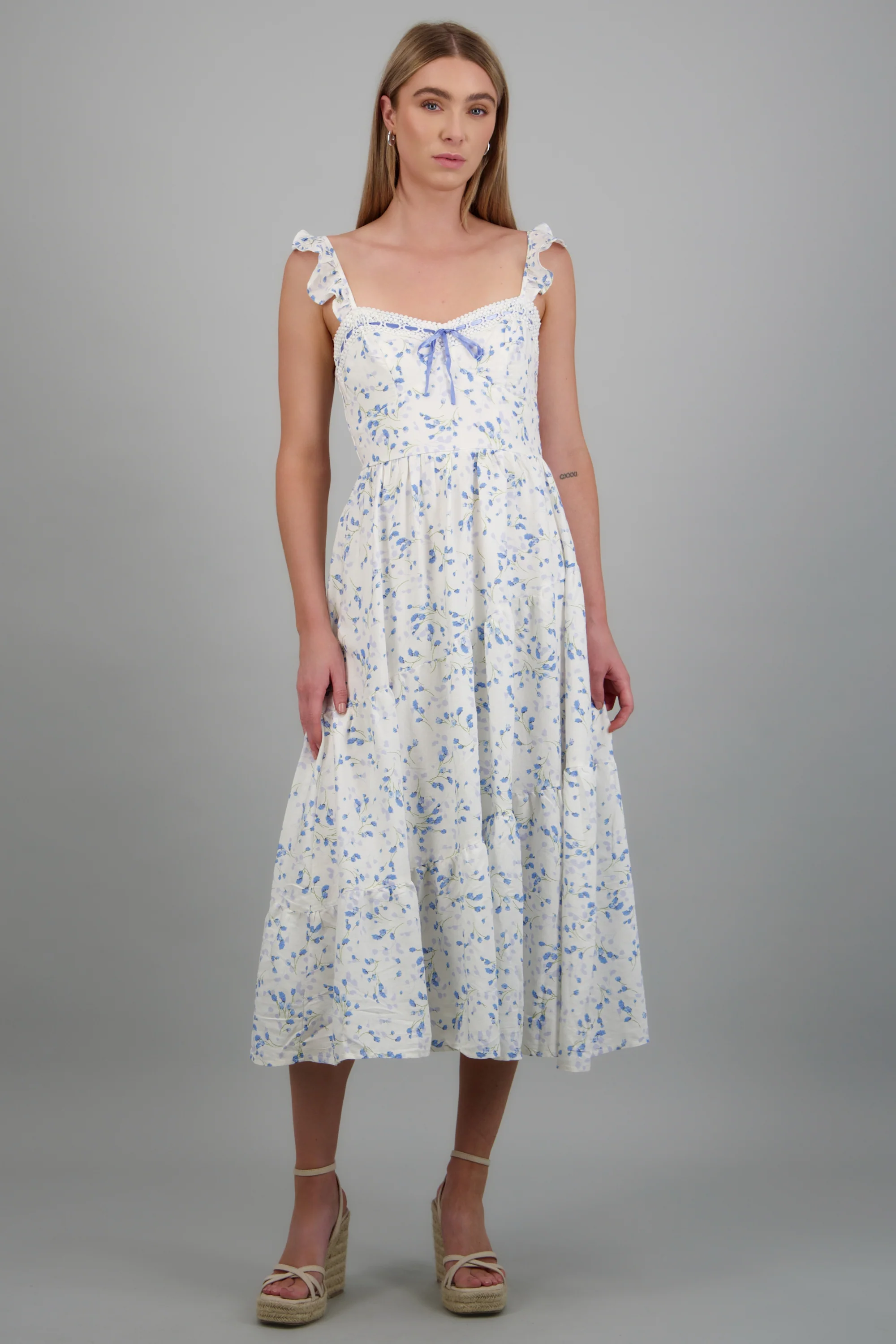 Vestido maxi tirantes estampado flores
