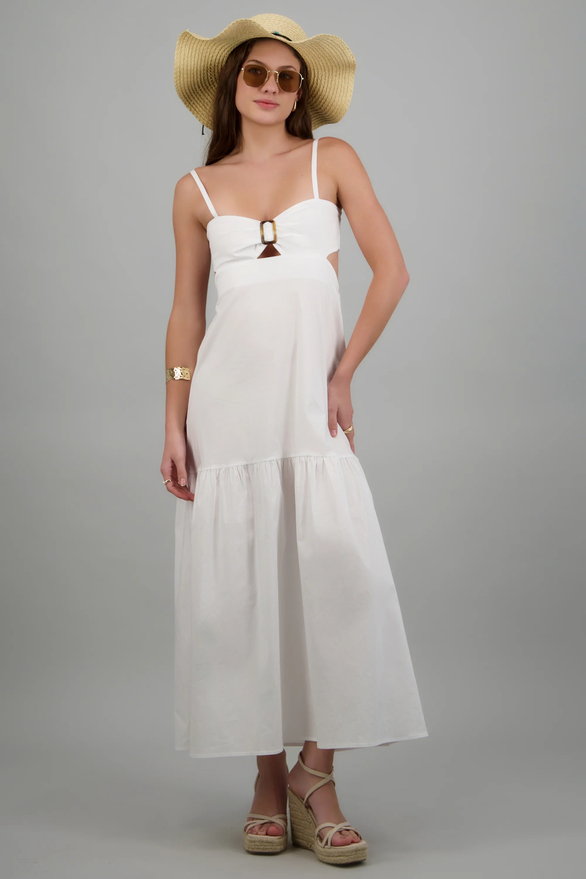 Vestido maxi tirantes detalle abertura y herraje