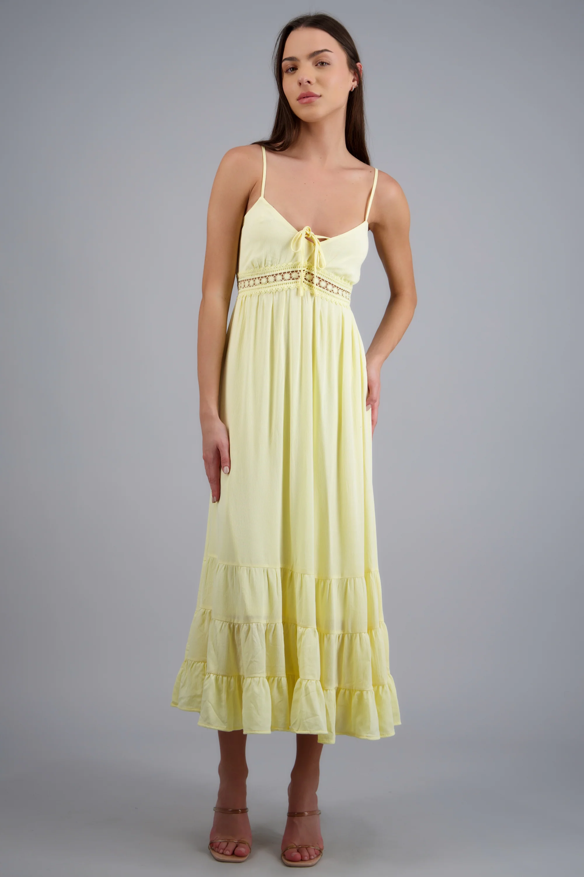 Vestido maxi tirantes detalle bordado