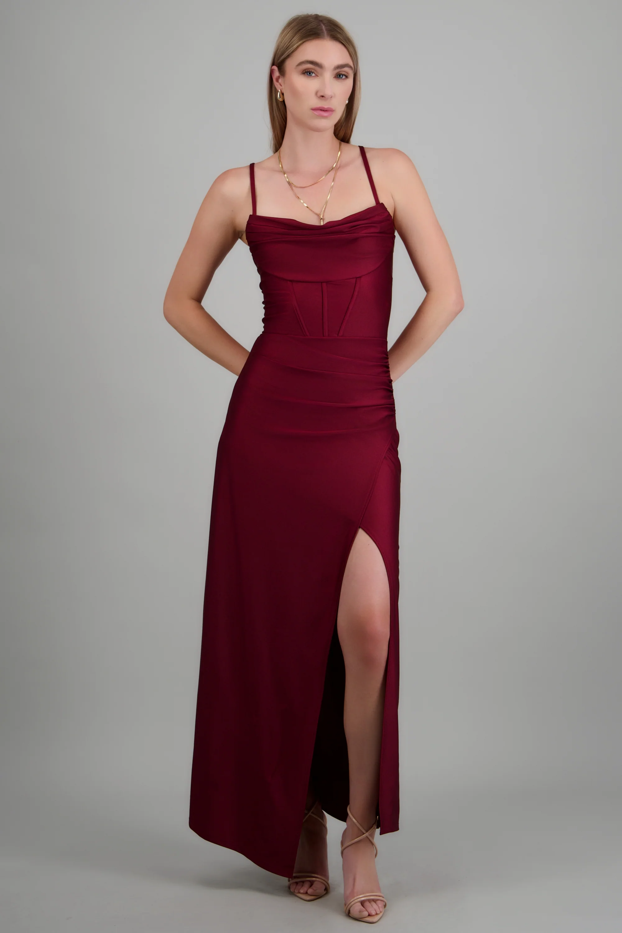 Vestido maxi tirantes drapeado - Image 3