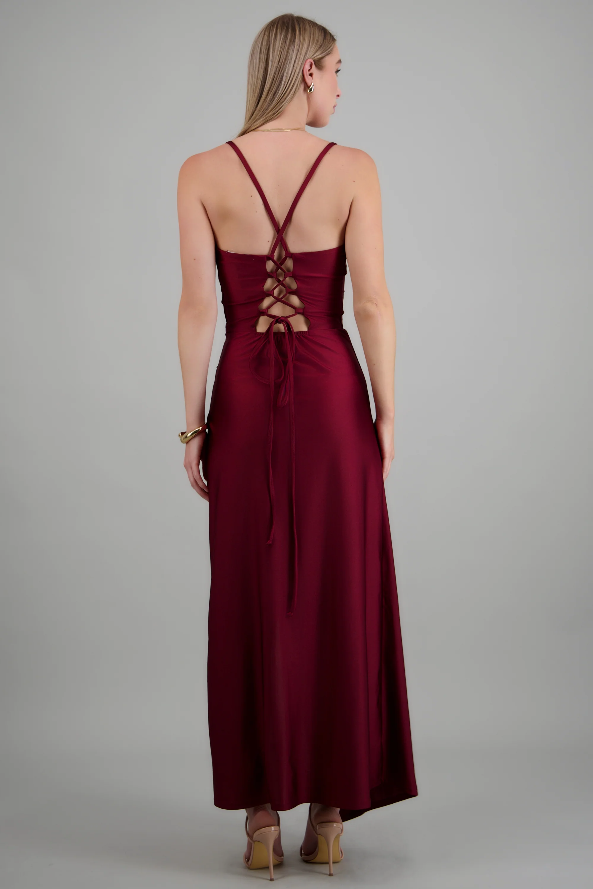 Vestido maxi tirantes drapeado - Image 4