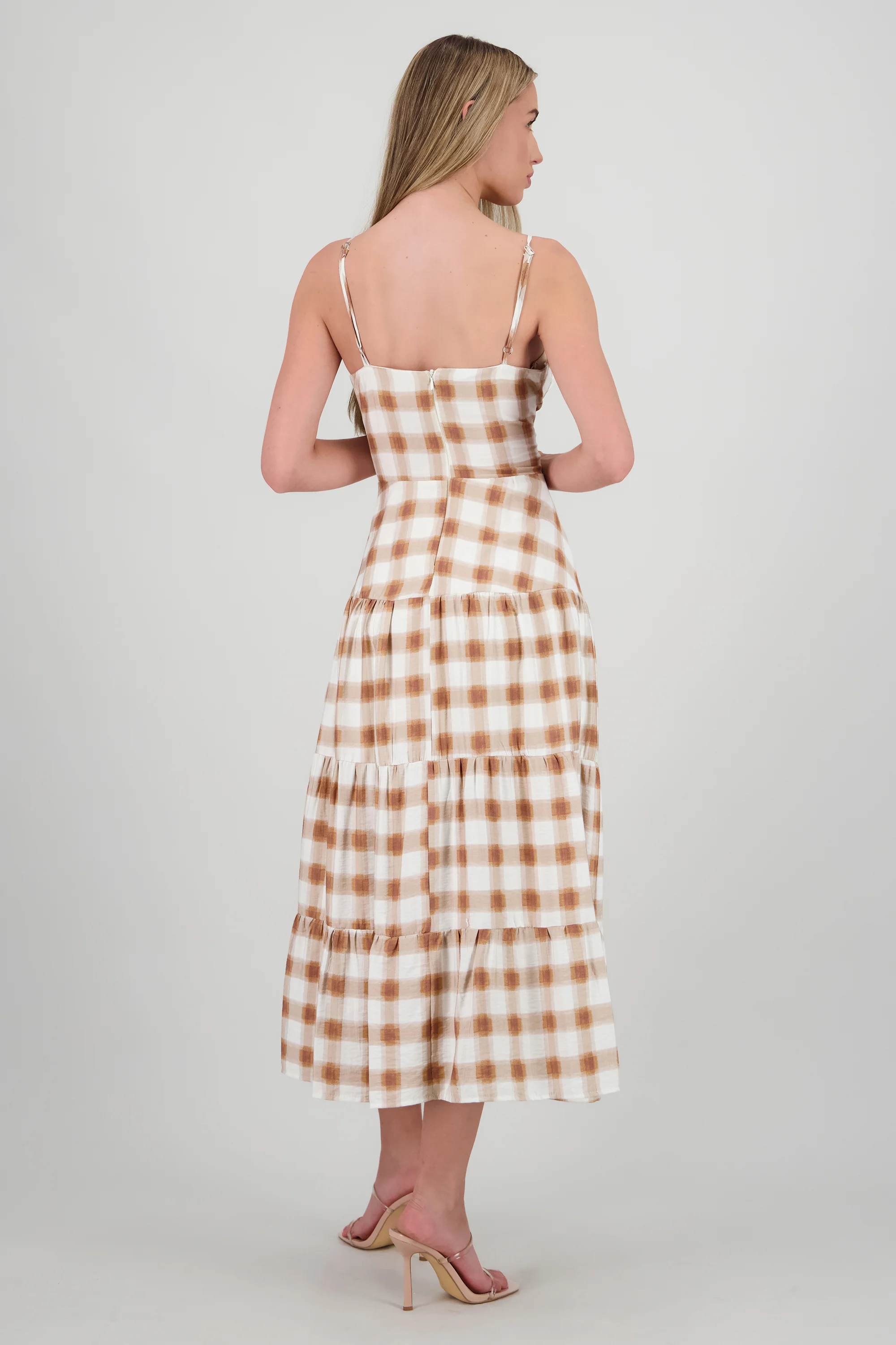 Vestido maxi tirantes estampado cuadros - Image 4