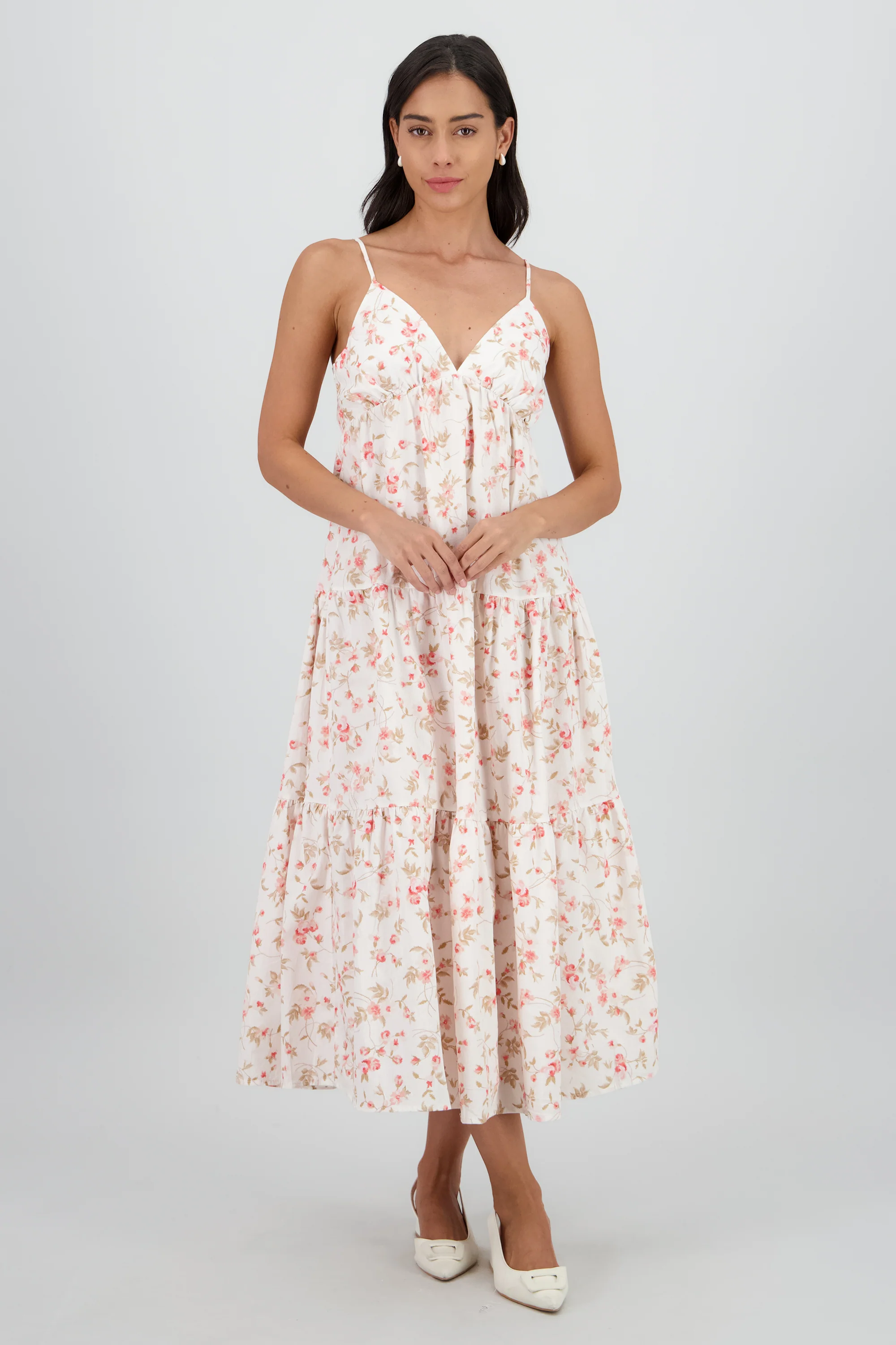 Vestido maxi tirantes estampado flores