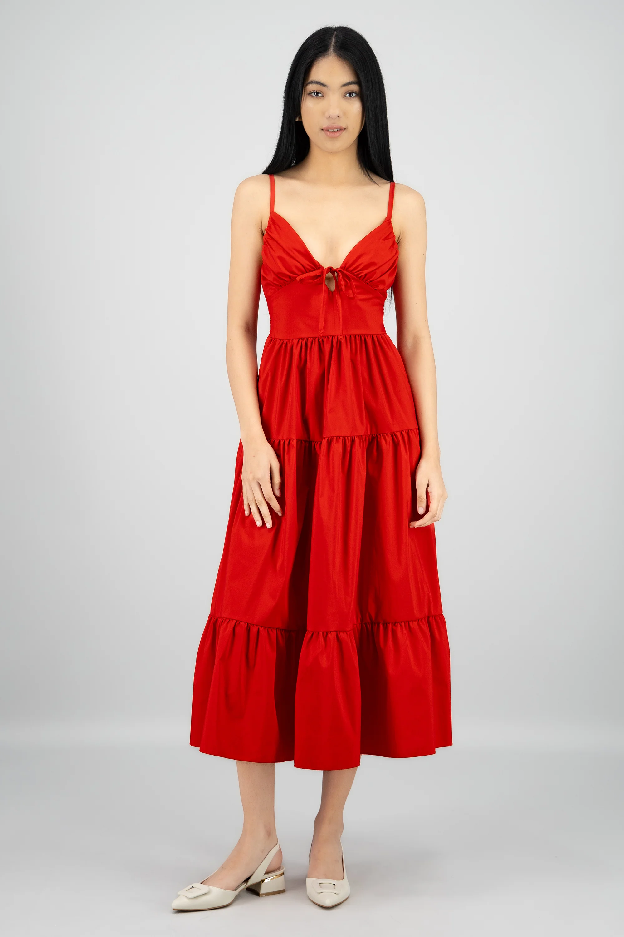 Vestido maxi tirantes olanes