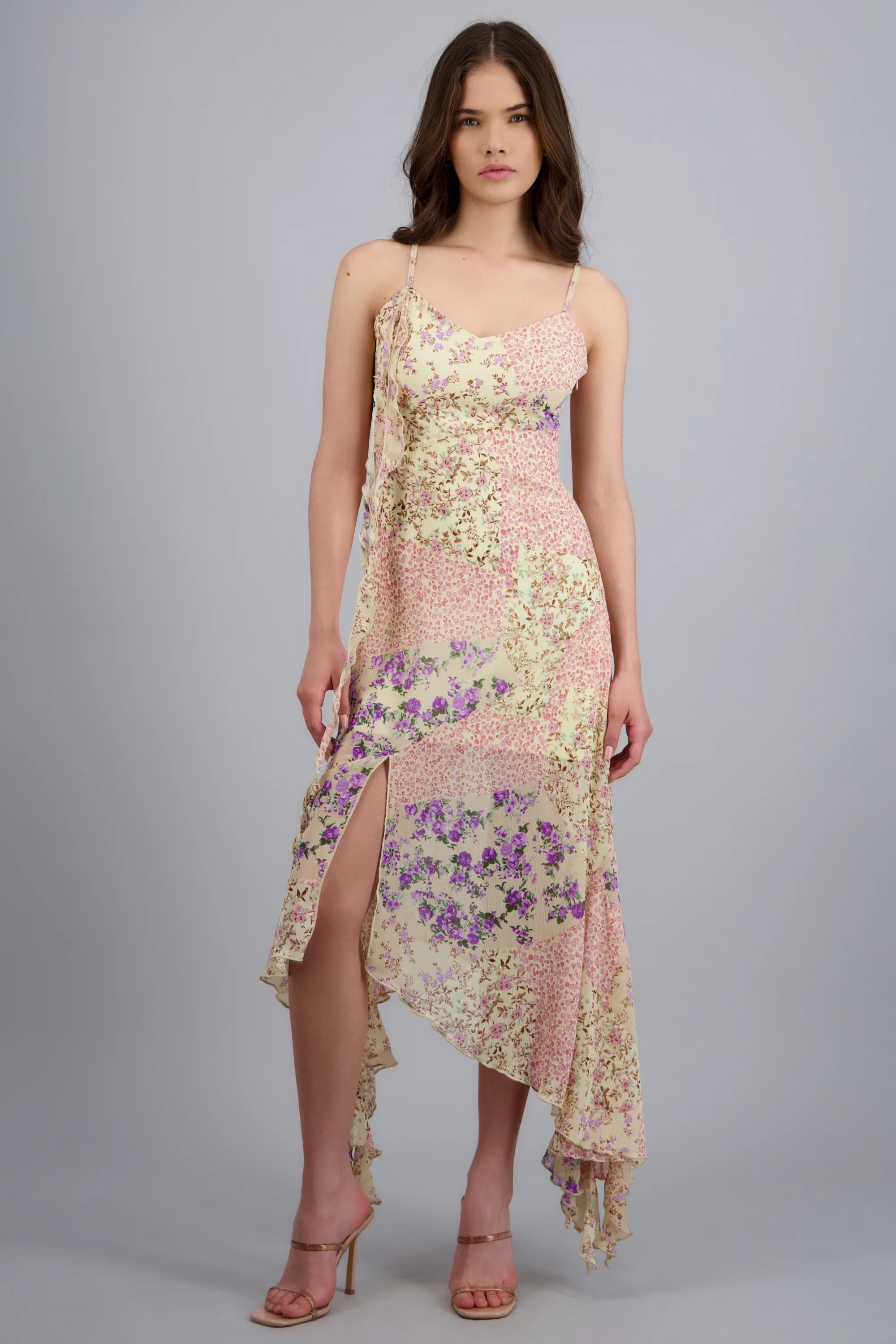 Vestido midi asimetrico tirantes
