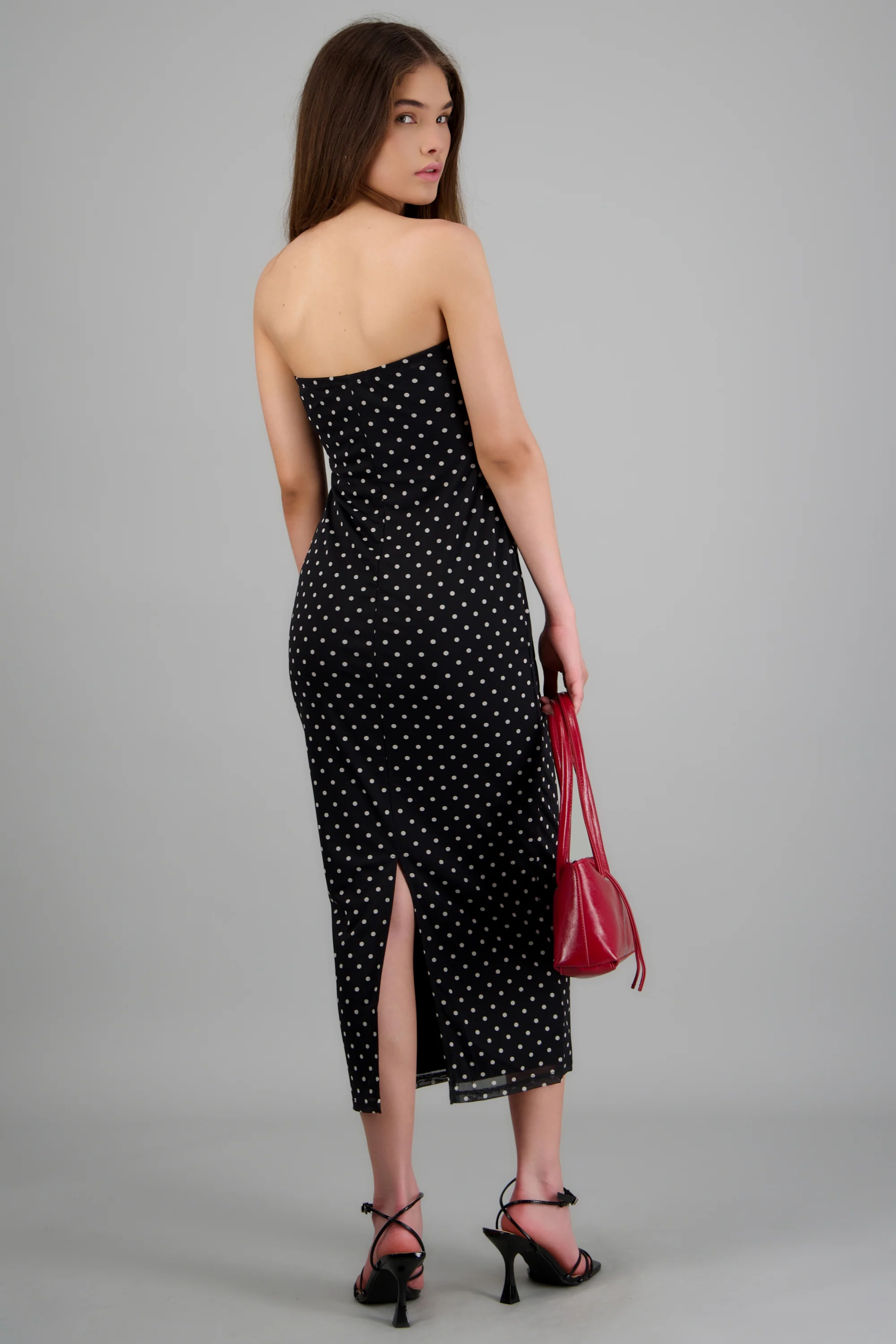 Vestido midi bandeau mesh polkas - Image 4