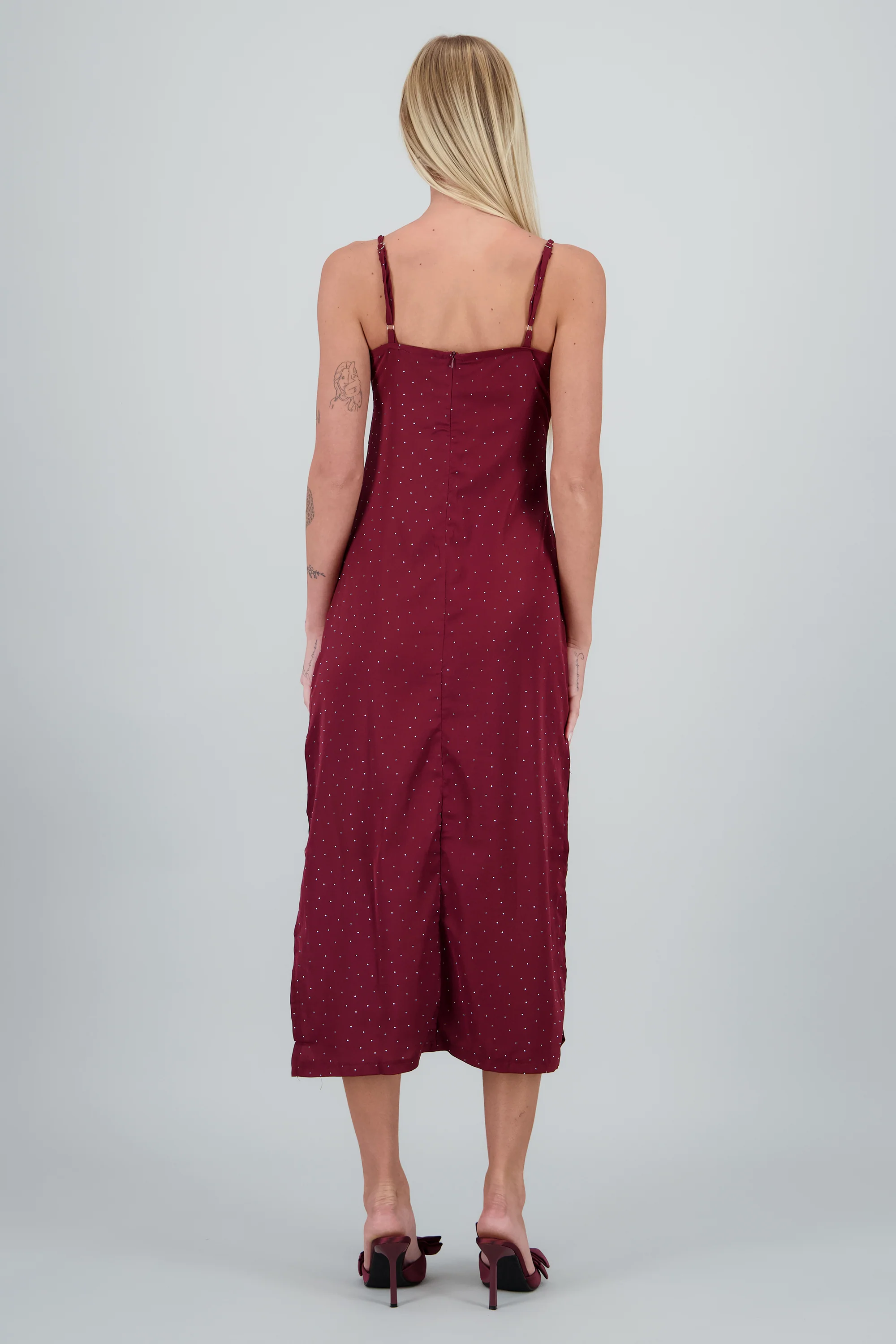 Vestido midi brillos escote cruzado - Image 4
