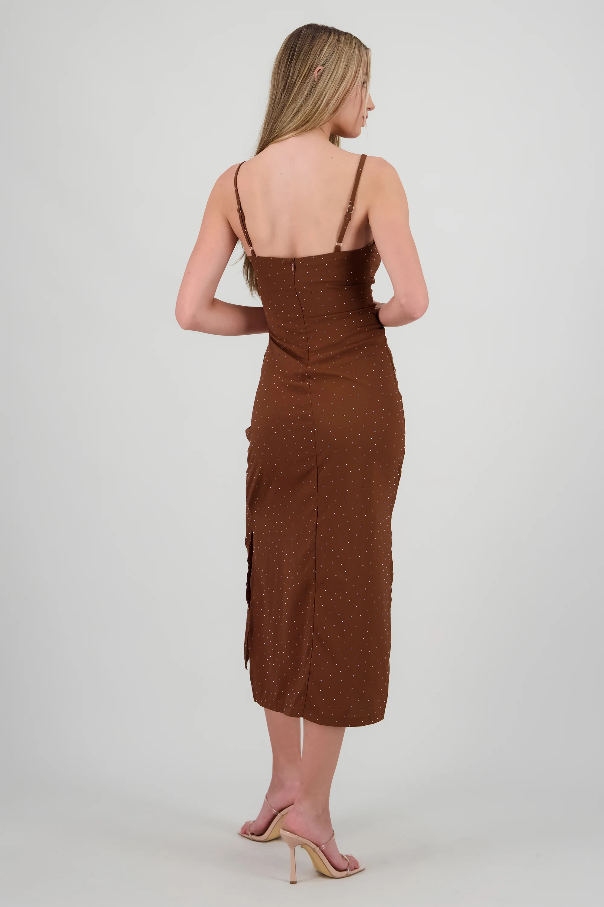 Vestido midi brillos escote cruzado - Image 4