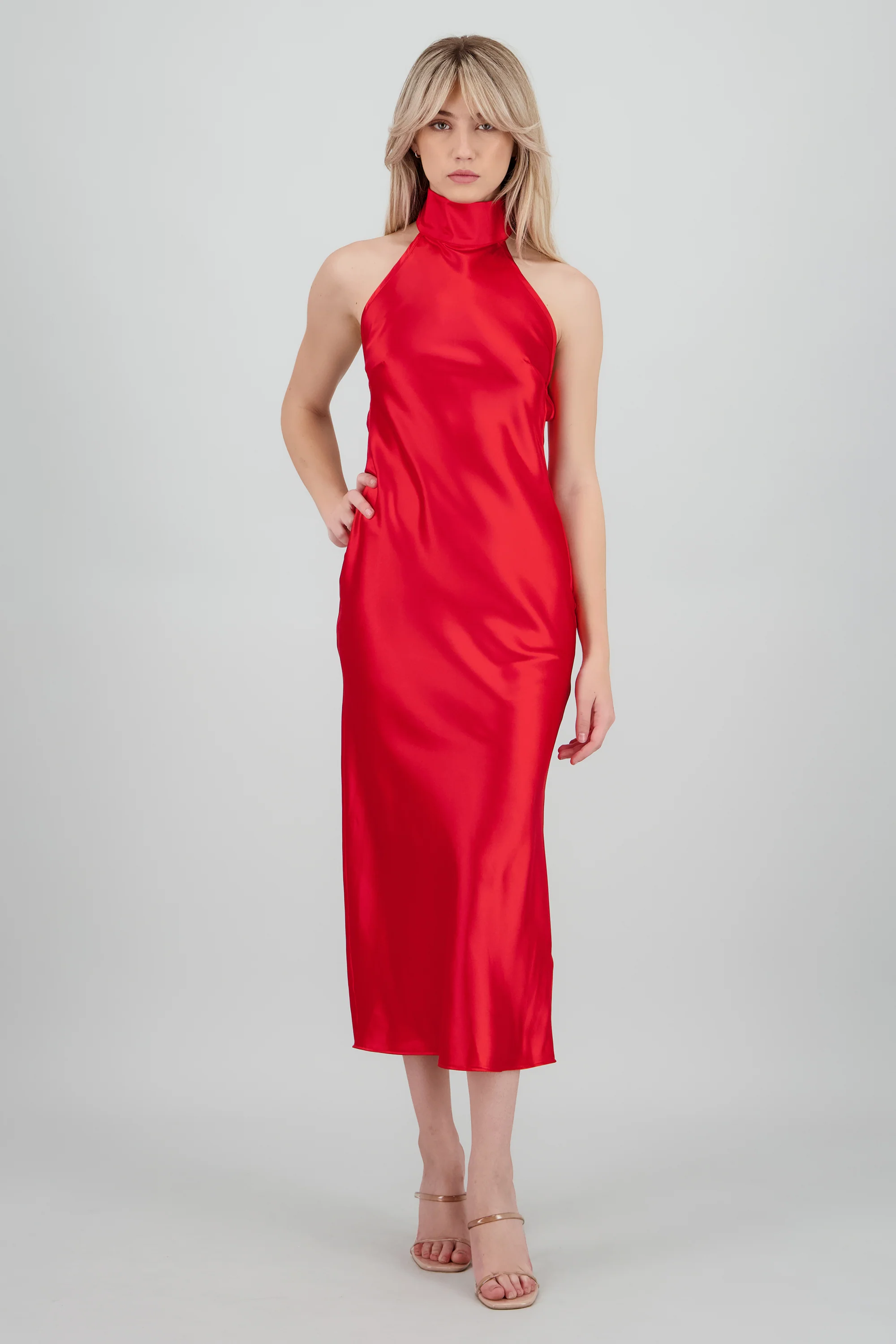 Vestido midi cuello alto con amarre en espalda - Image 2