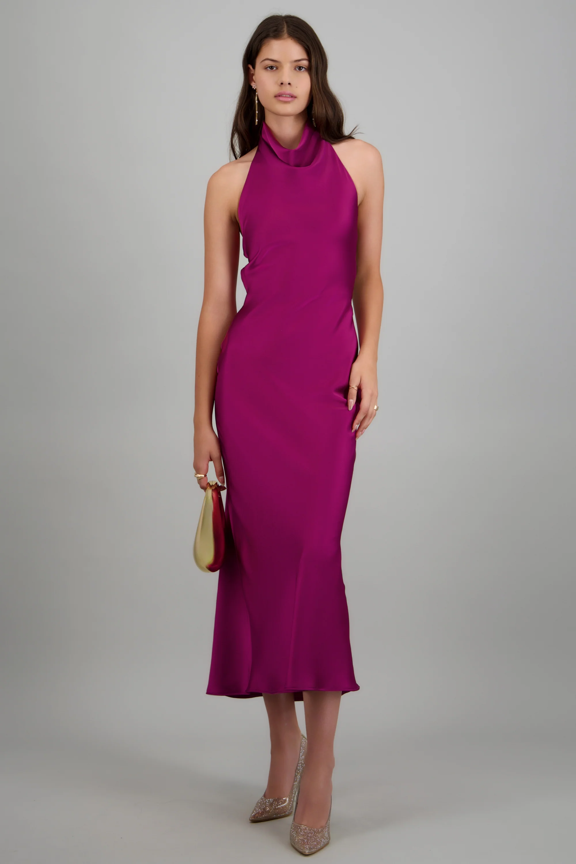 Vestido midi cuello alto espalda descubierta - Image 3