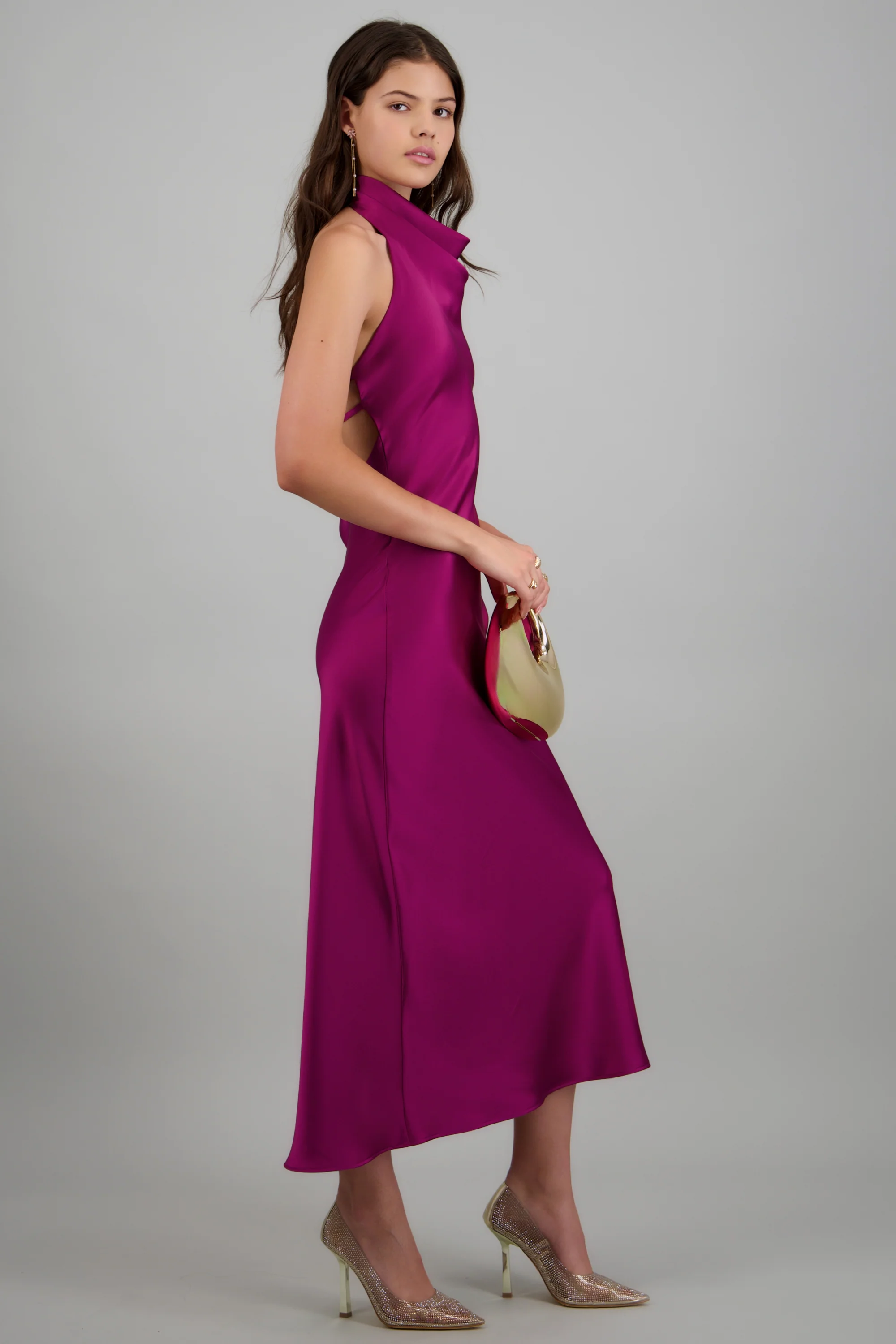 Vestido midi cuello alto espalda descubierta - Image 4