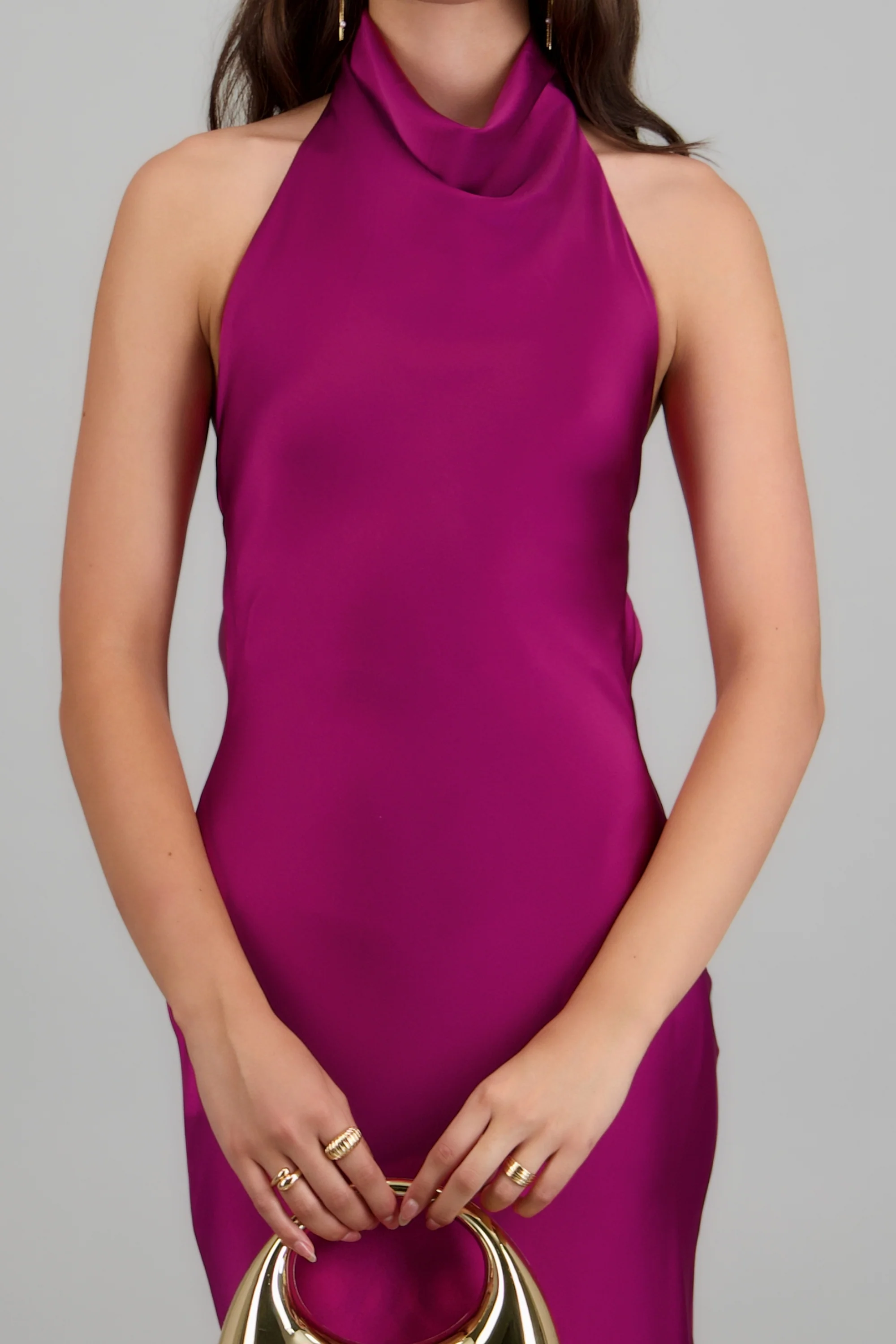 Vestido midi cuello alto espalda descubierta - Image 5