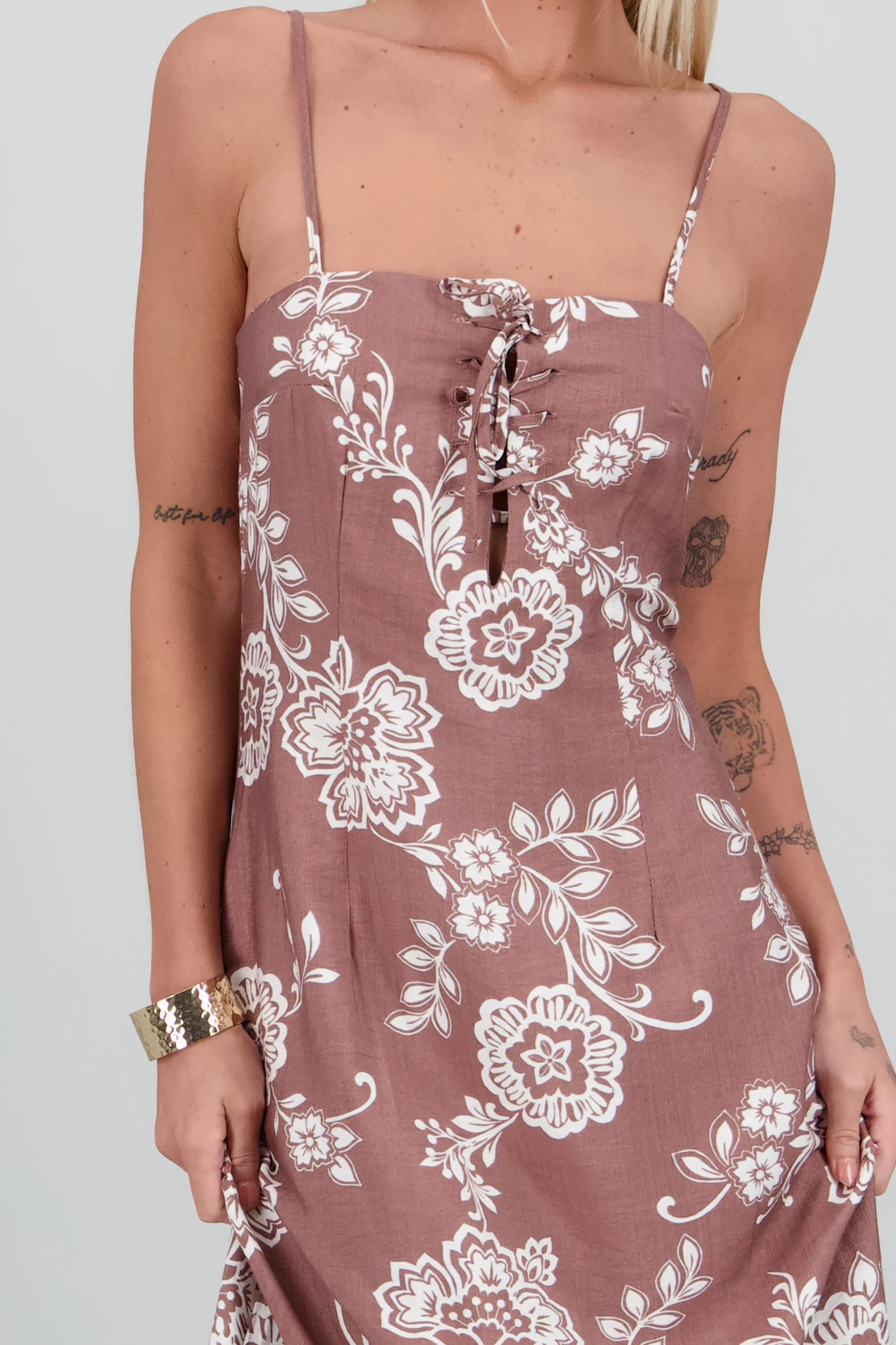 Vestido midi de tirantes estampado flores - Image 5
