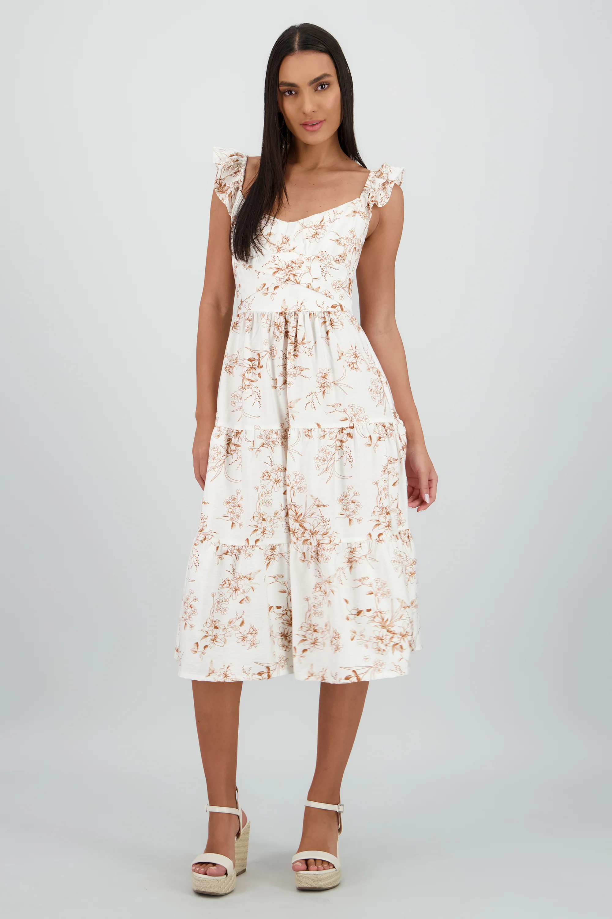 Vestido midi detalle olanes estampado flores - Image 2