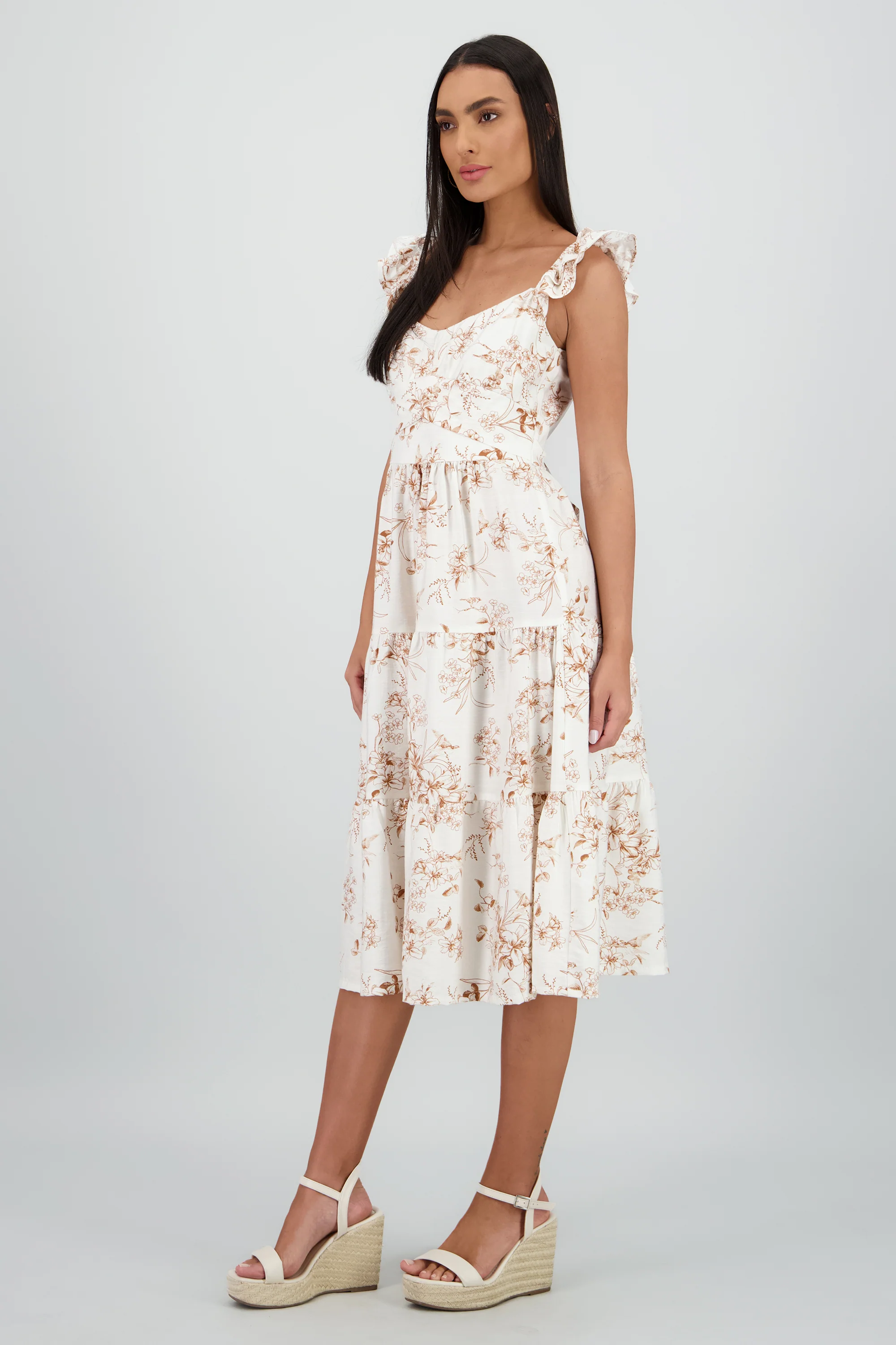 Vestido midi detalle olanes estampado flores - Image 3