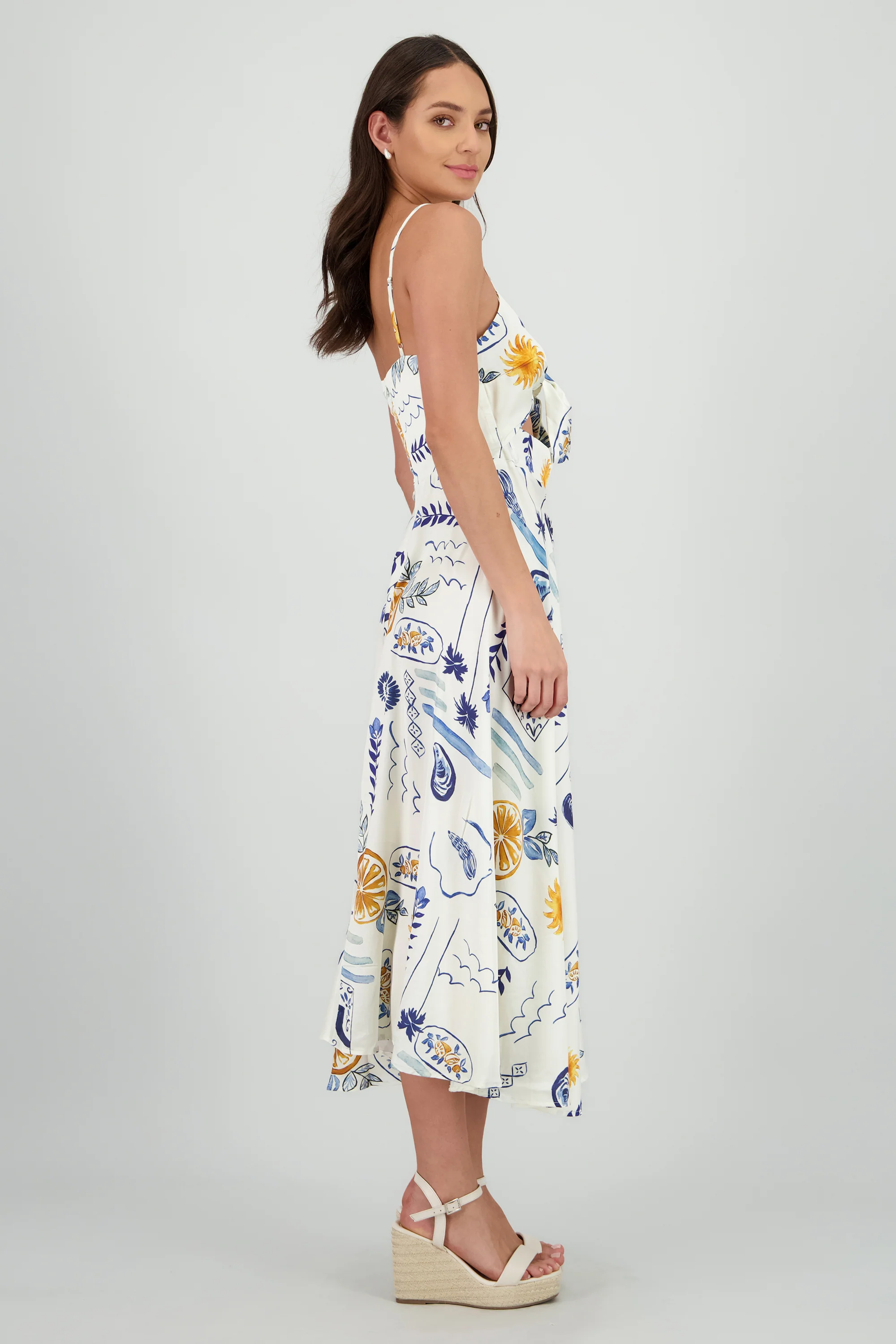 Vestido midi escote nudo estampado - Image 3