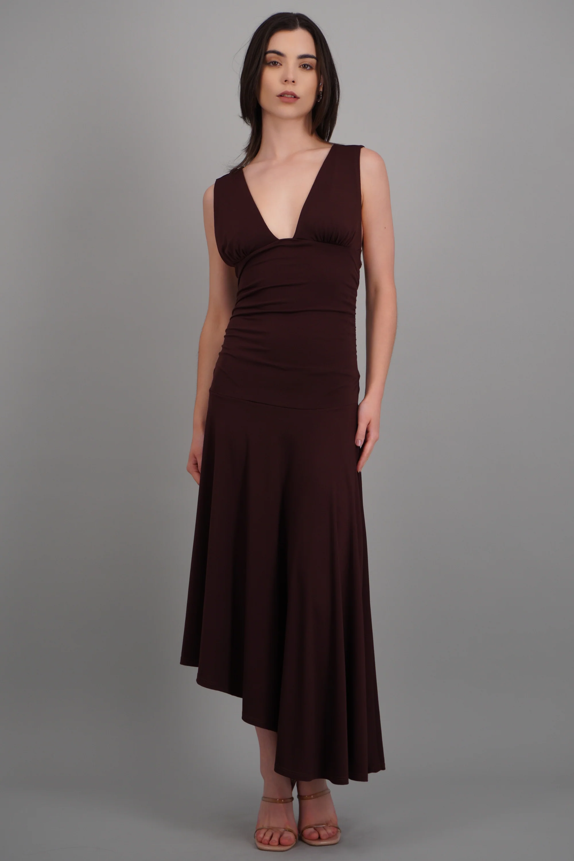Vestido midi escote V drop waisted - Image 2