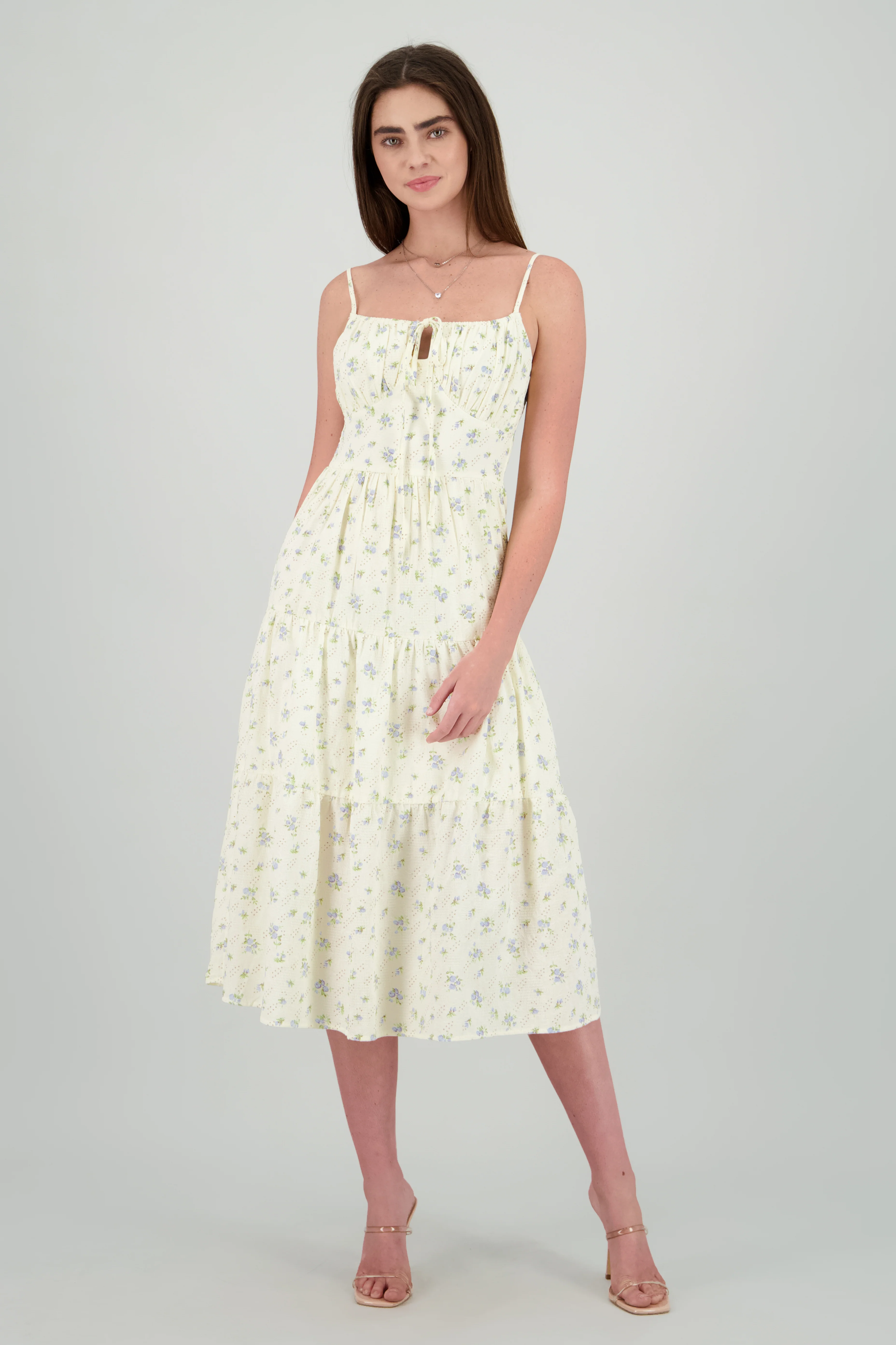 Vestido midi estampado flores
