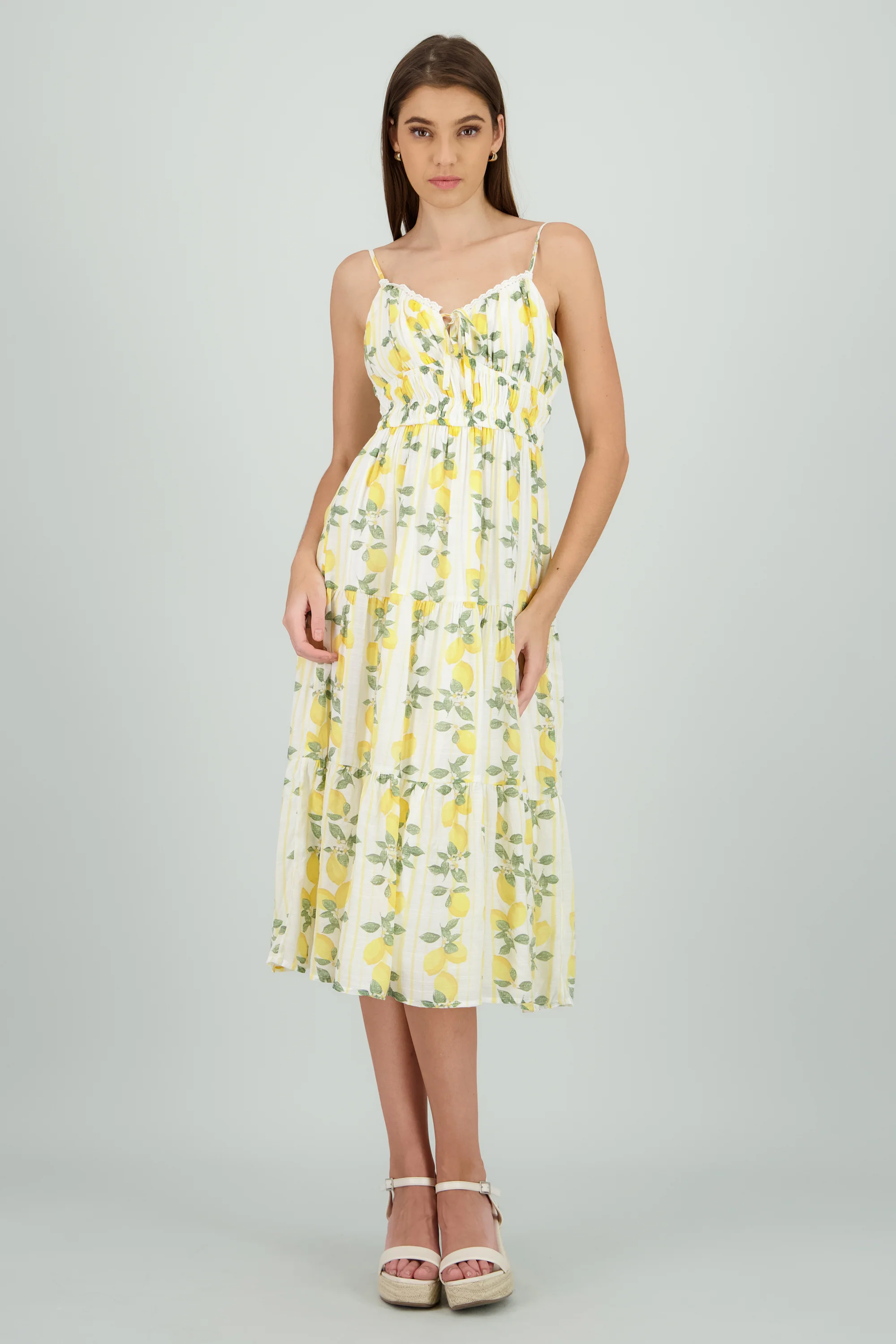Vestido midi estampado limon