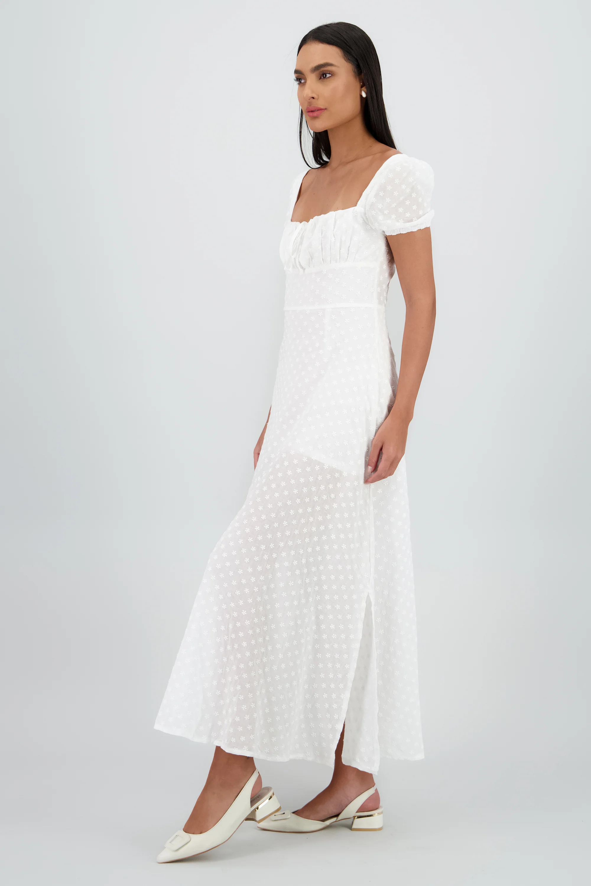 Vestido midi flores bordad - Image 3