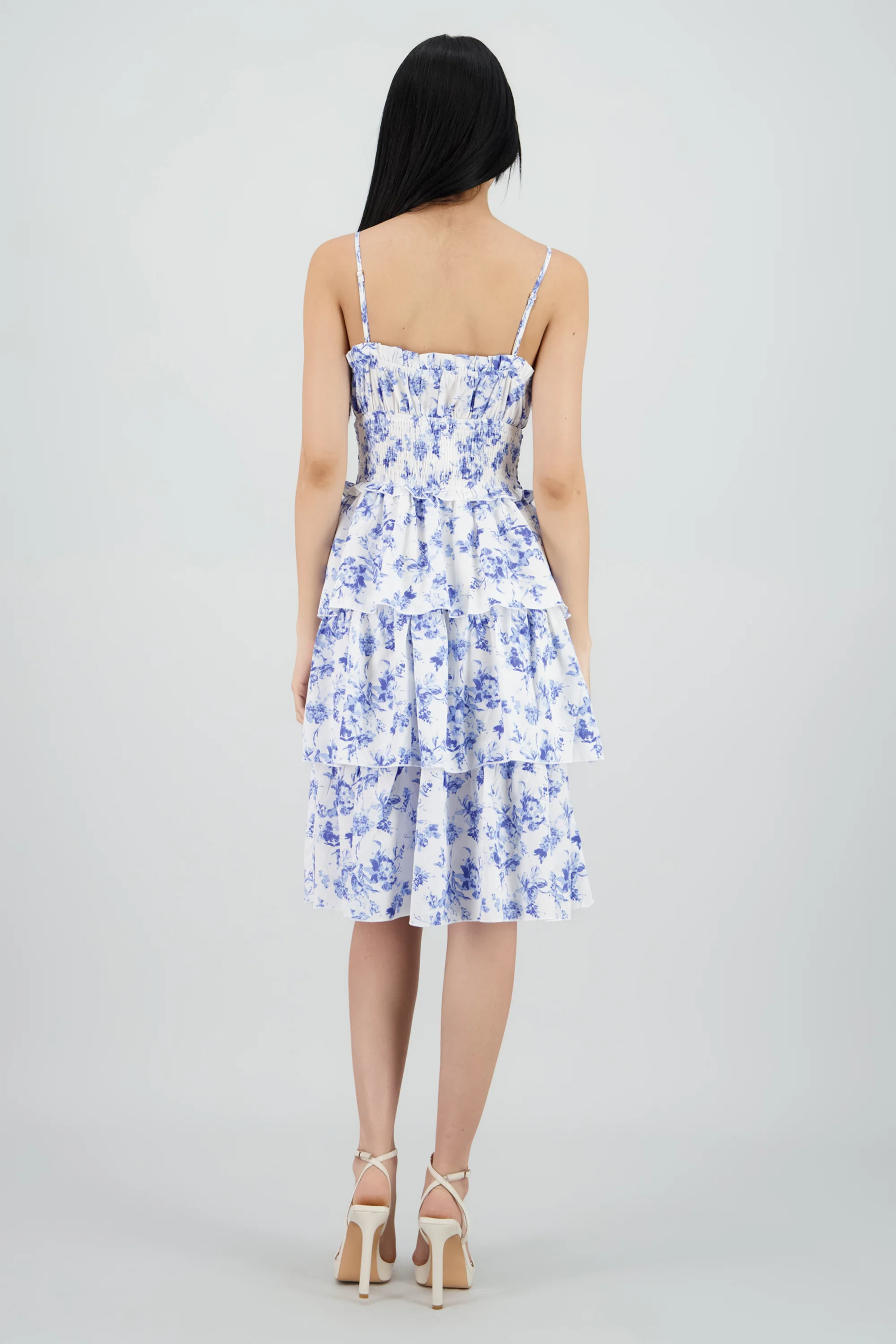 Vestido midi flores detalle capas olanes - Image 4
