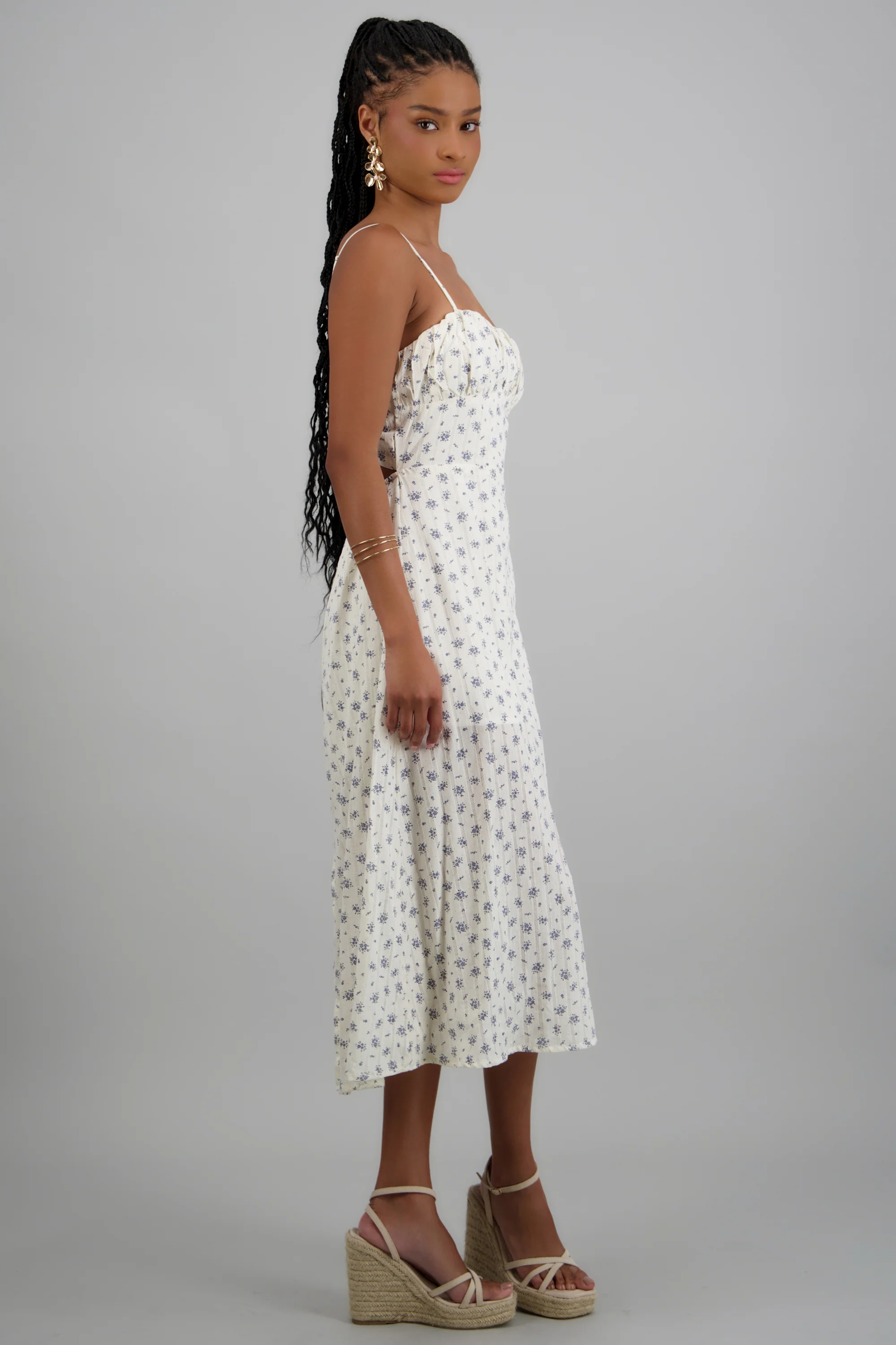Vestido midi flores textura - Image 3