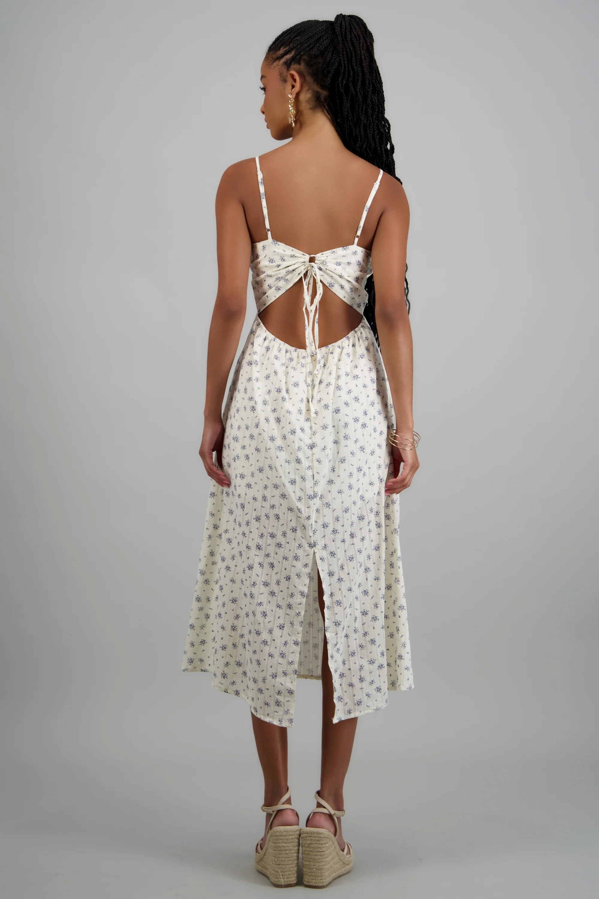 Vestido midi flores textura - Image 5